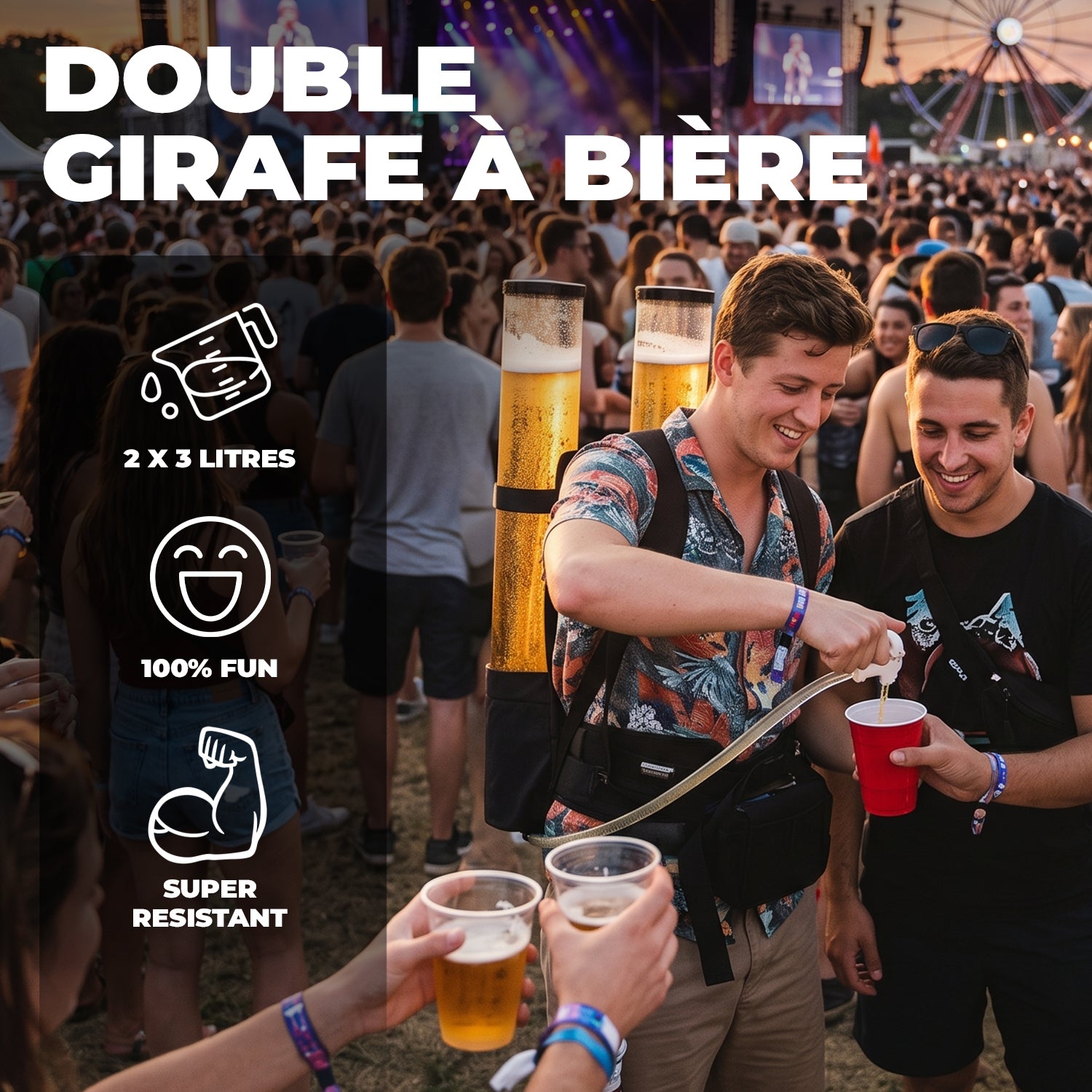 Rucksack-Biergiraffe – Doppelter Tank 2 × 3 L
