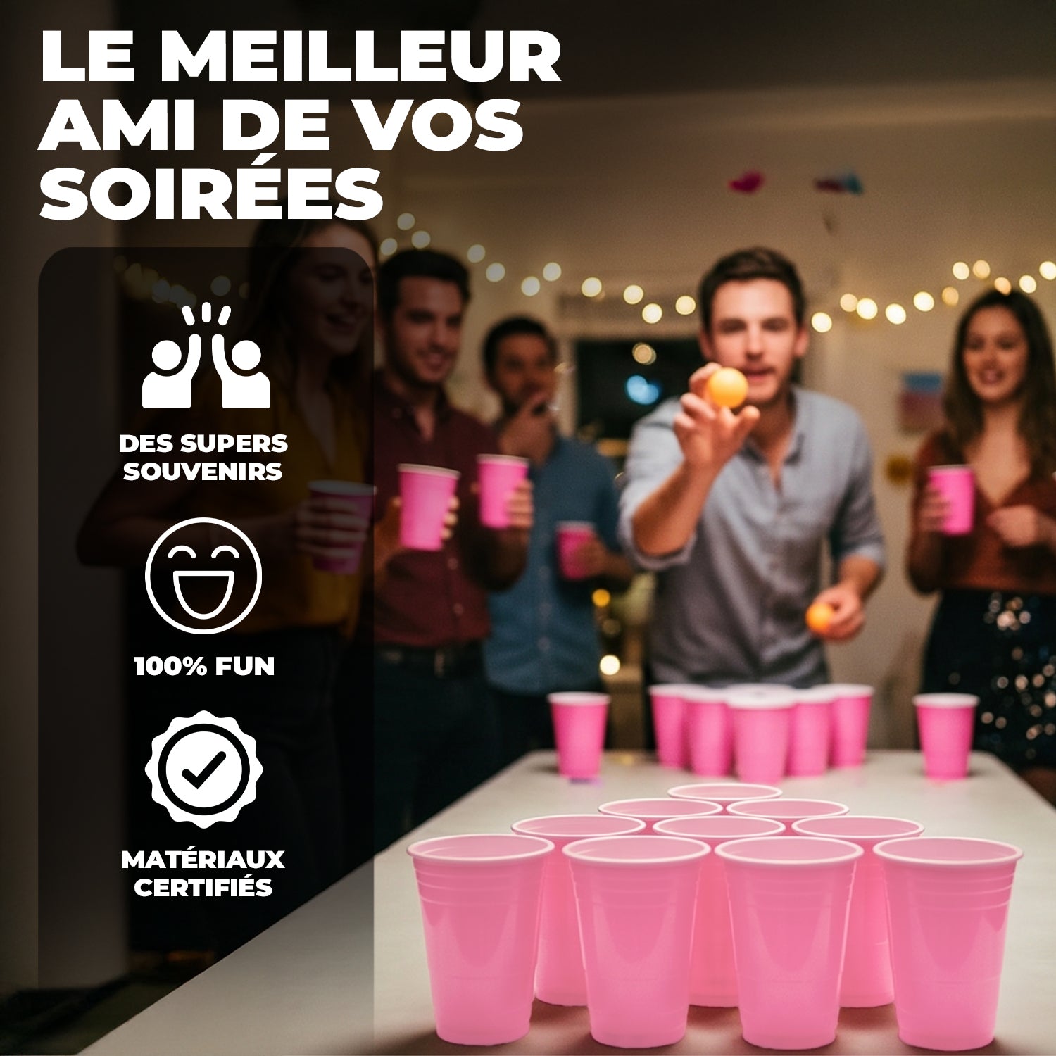20 Gobelets en Plastique Roses Pastel Réutilisables 53 cl