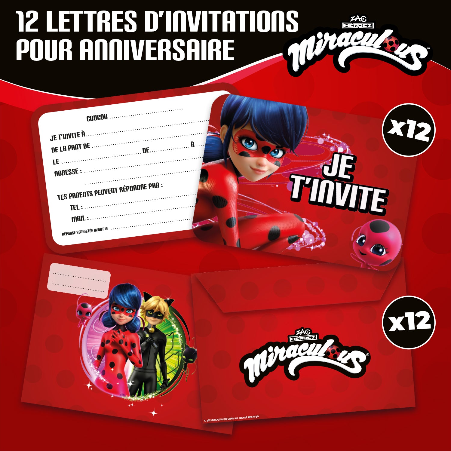 Invitations Anniversaire pour Enfant Miraculous®