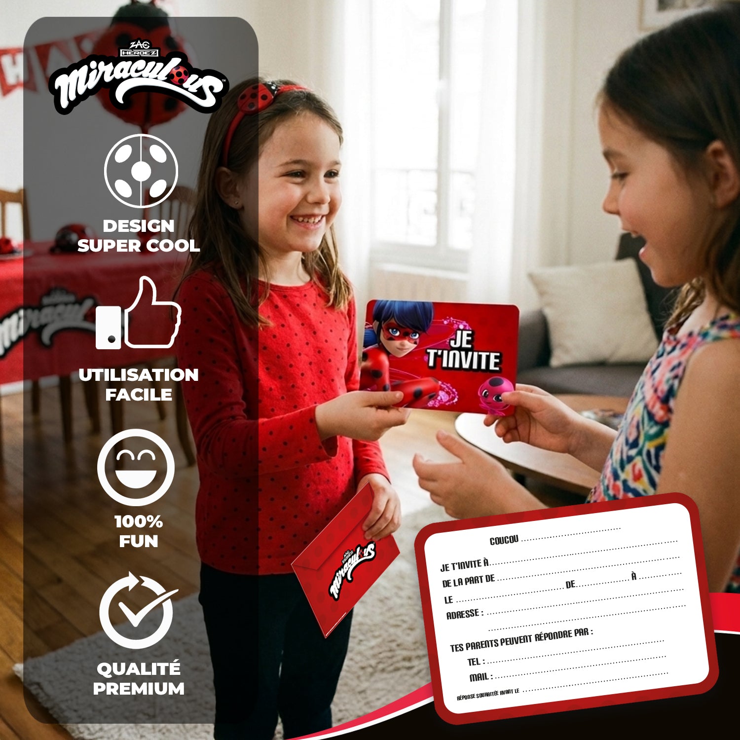 Invitations Anniversaire pour Enfant Miraculous®