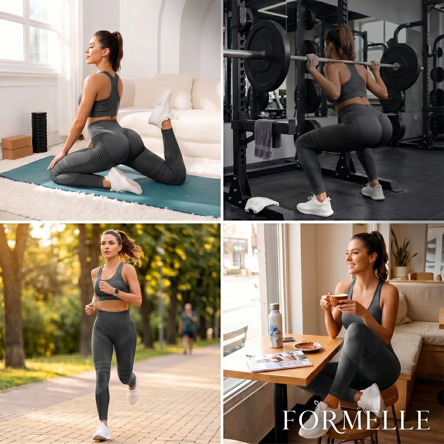 Legging Femme Anti-Cellulite Taille Haute – Gris