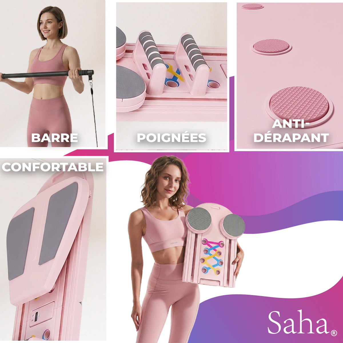 Planche Pilates Reformer Pro Saha® – Rose