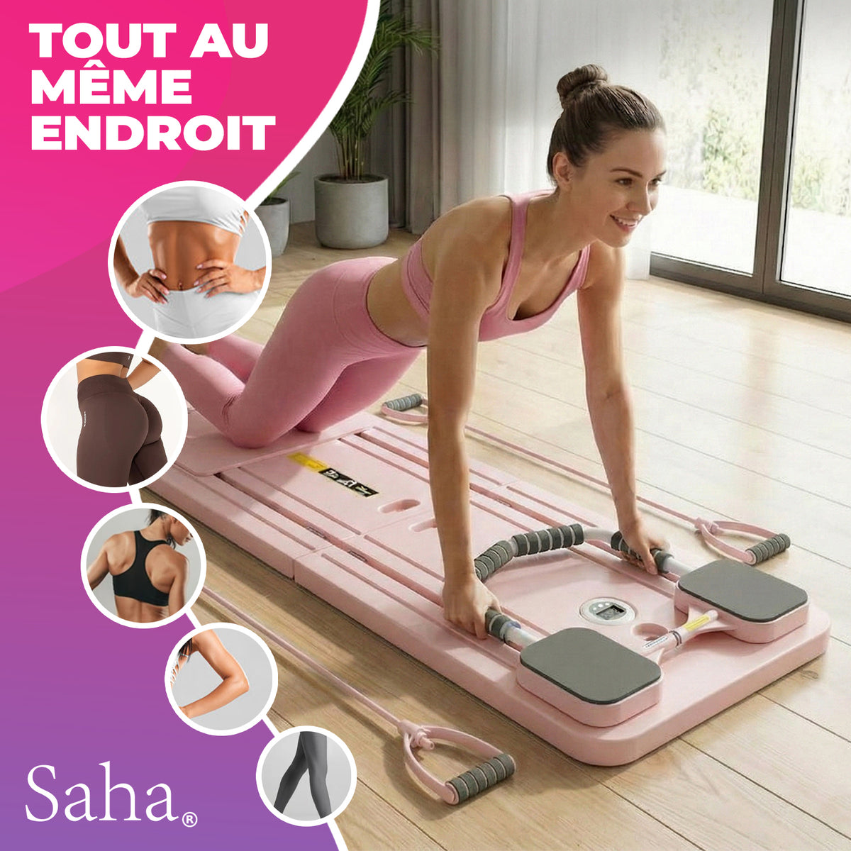 Pilates Reformerbrett Saha® – Rosa