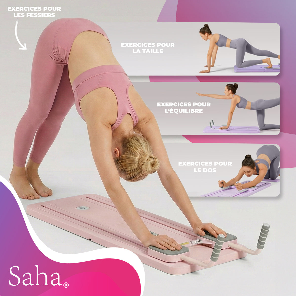Pilates Reformerbrett Saha® – Rosa