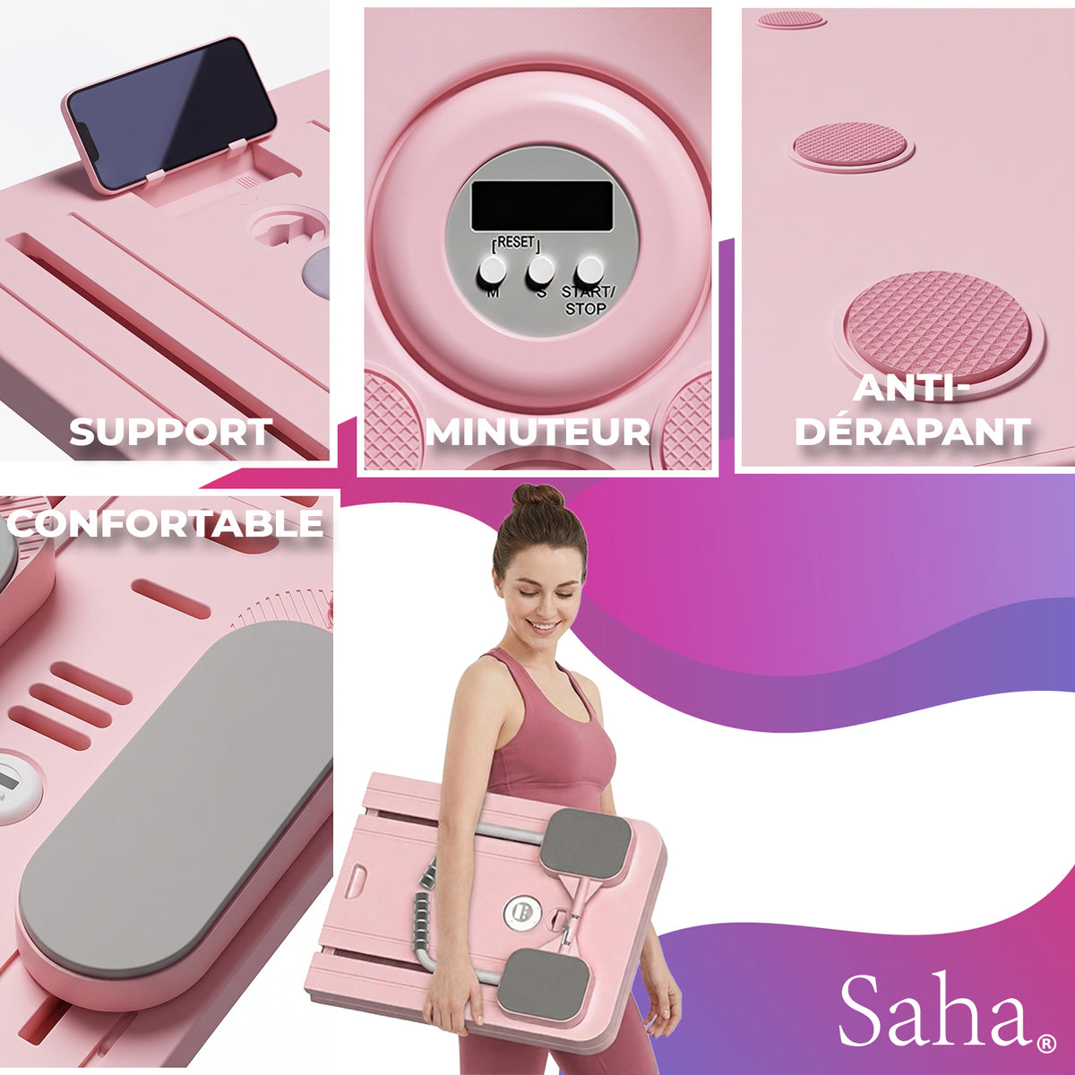 Pilates Reformerbrett Saha® – Rosa