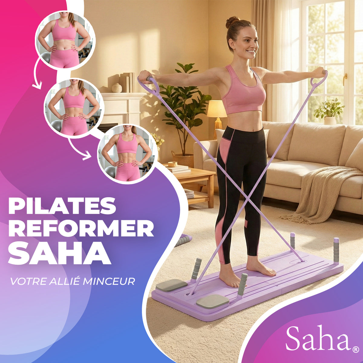 Saha® Pilates Reformer Board - Violet