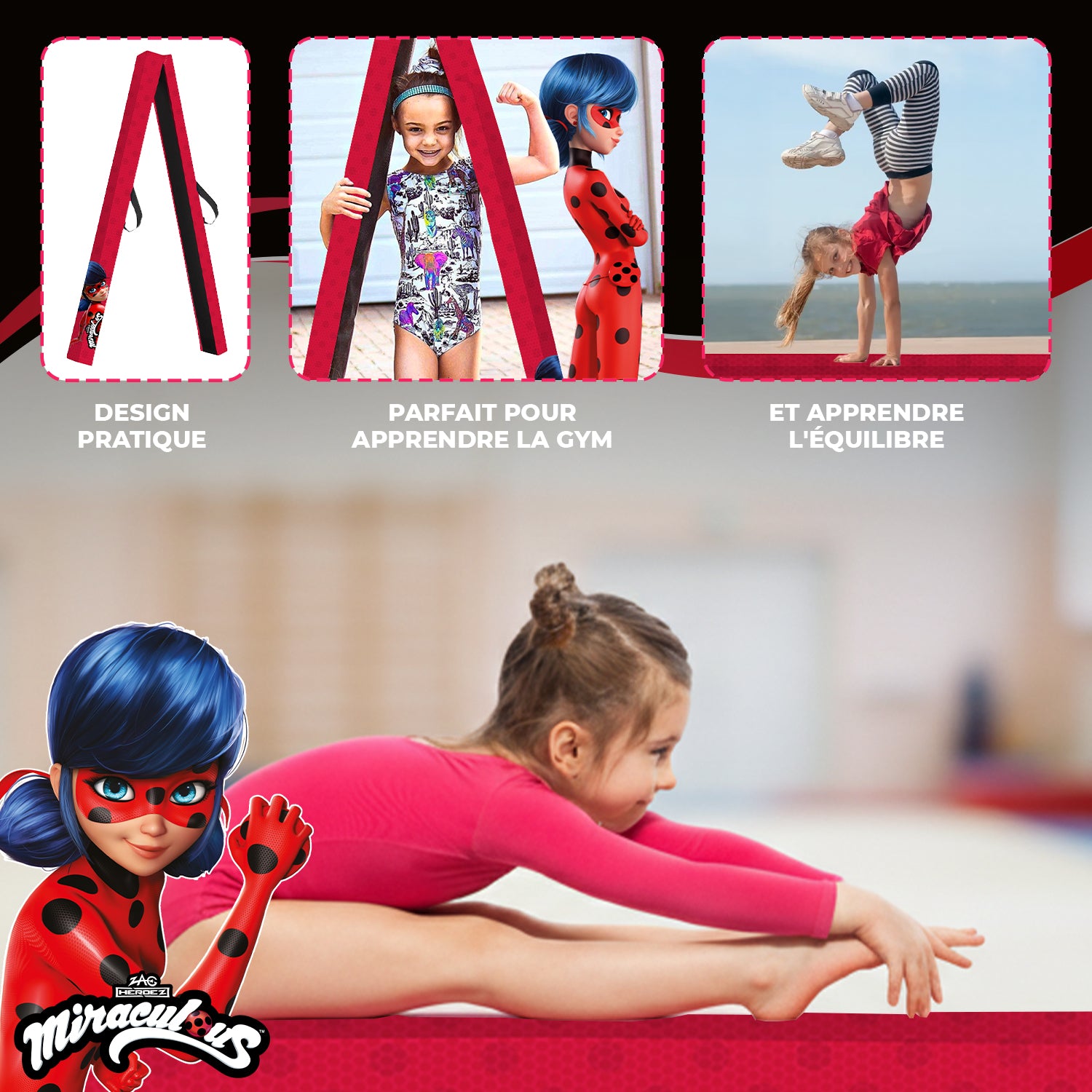 Poutre de Gymnastique Pliable pour Enfant Miraculous® – Ladybug