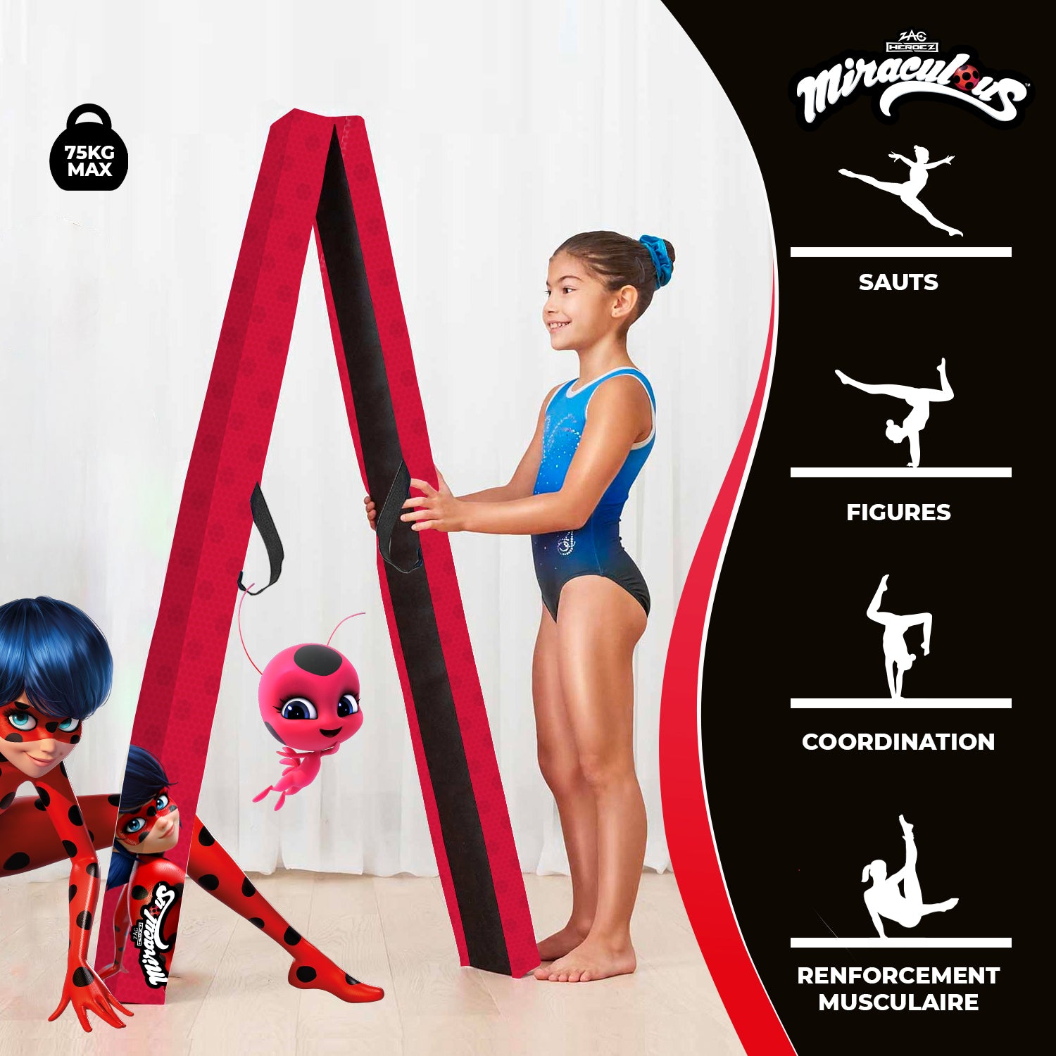 Poutre de Gymnastique Pliable pour Enfant Miraculous® – Ladybug