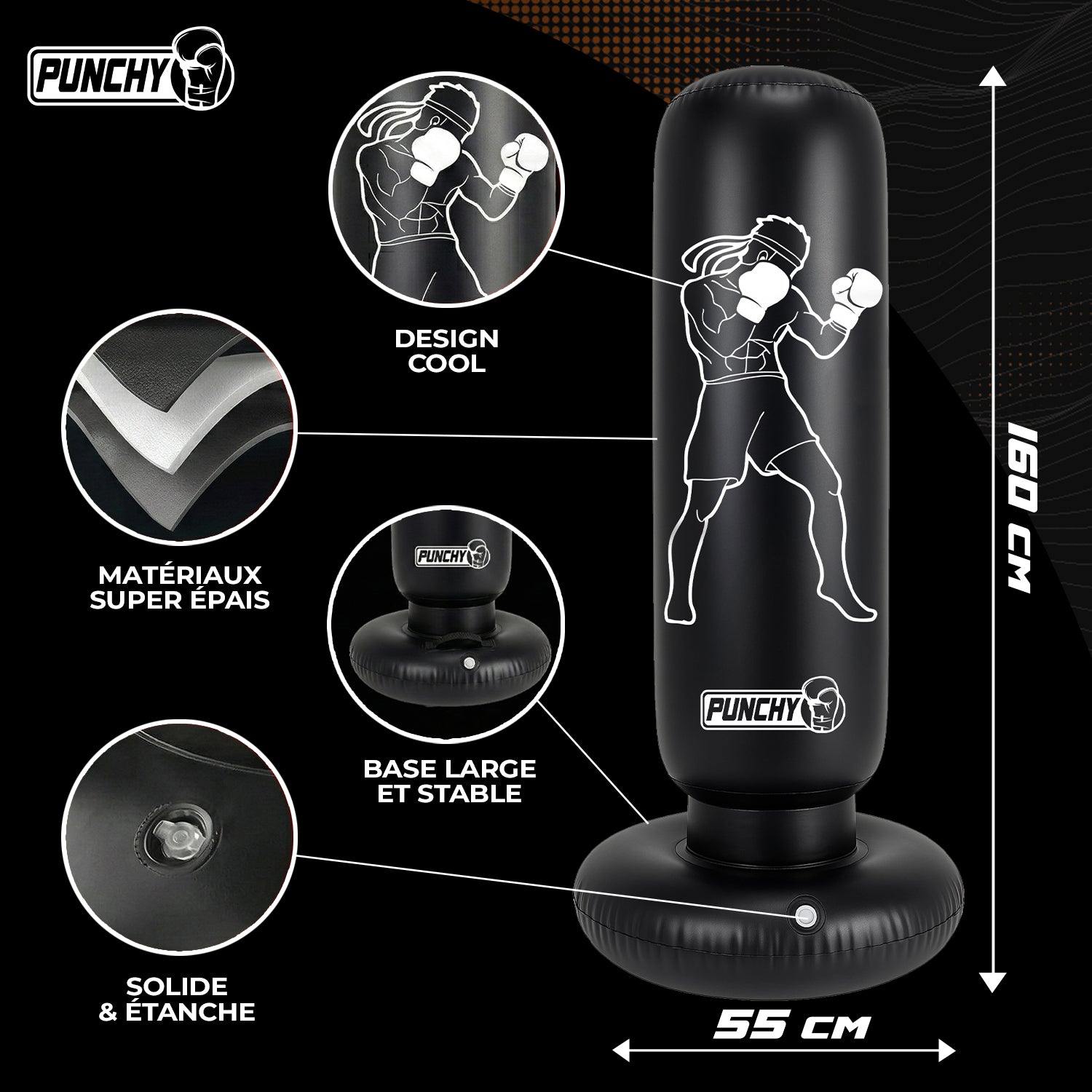 Punching Ball Gonflable Enfant 160x55 cm