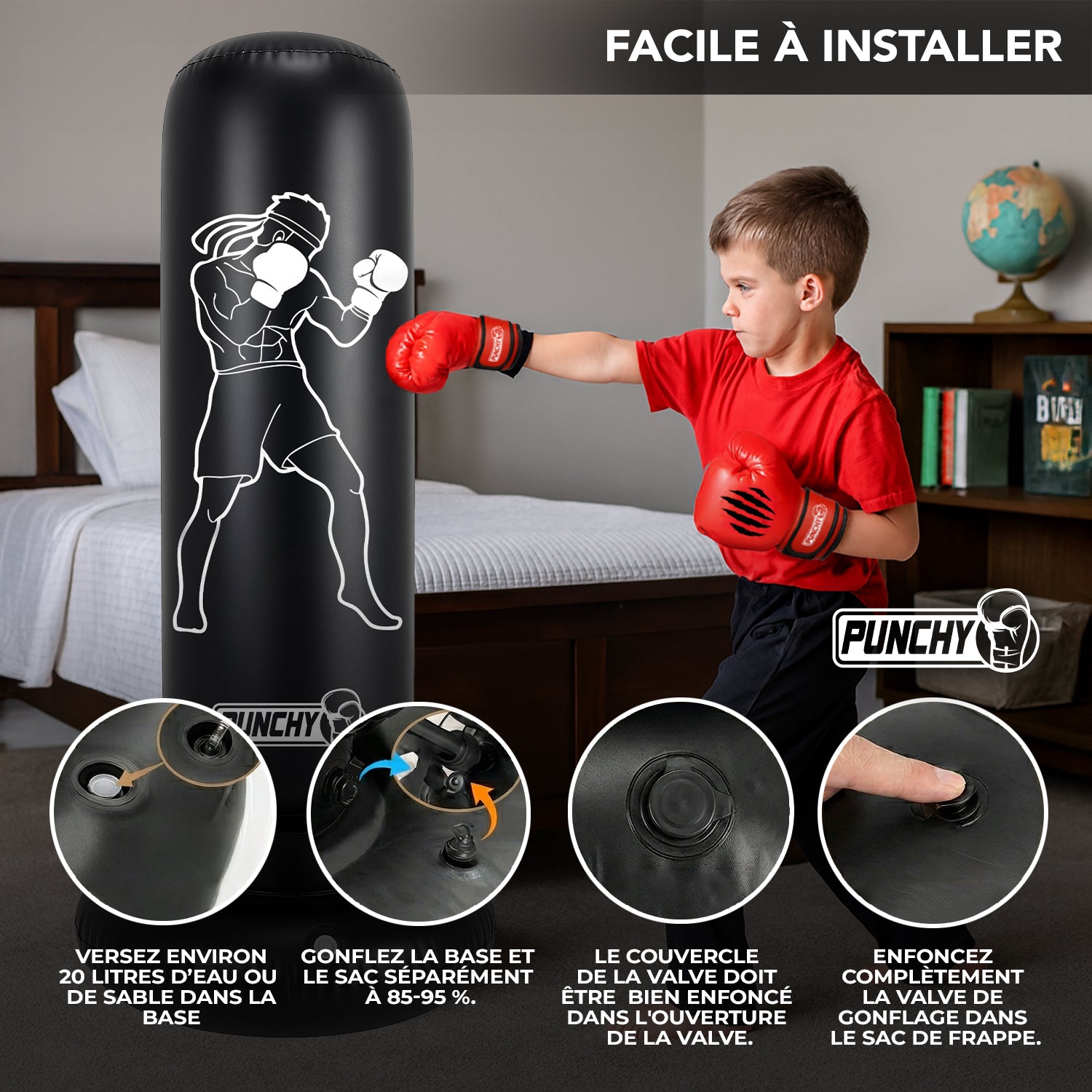 Punching Ball Gonflable Enfant 160x55 cm
