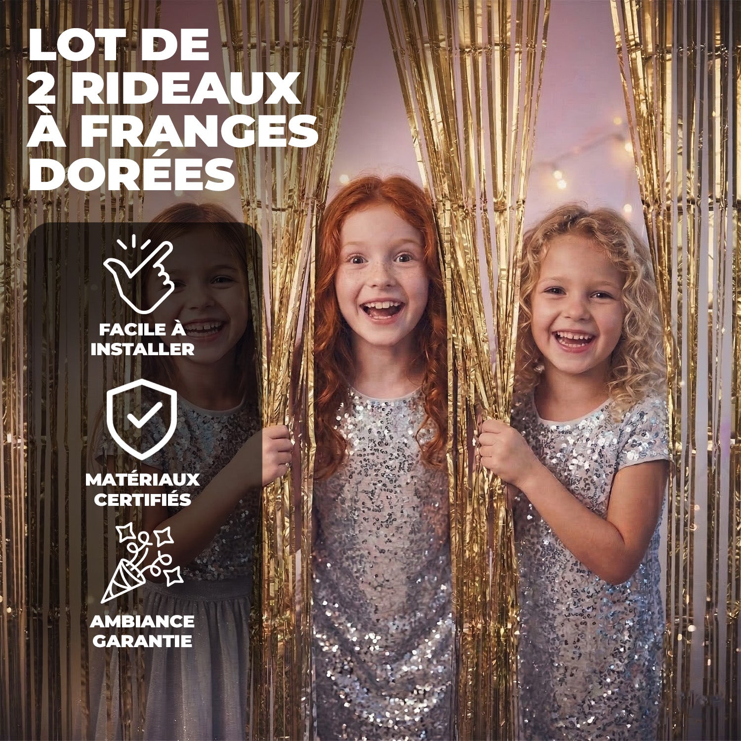 2 Rideaux à Franges Dorés