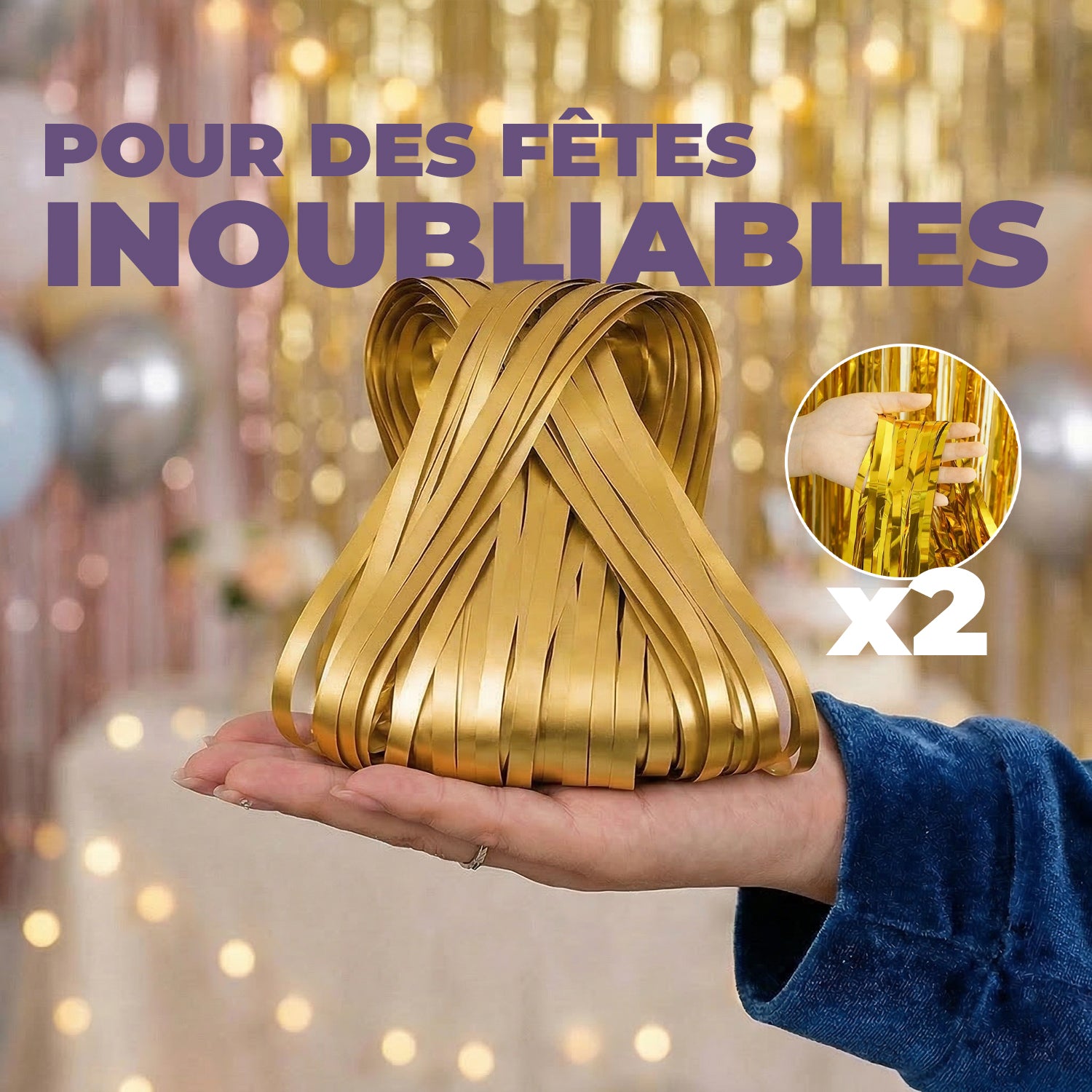 2 Rideaux à Franges Dorés