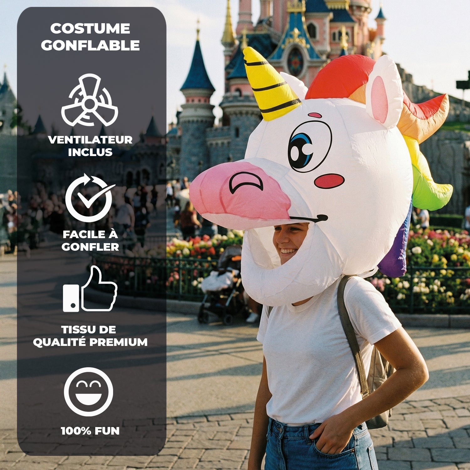 Tête Géante Gonflable de Licorne pour Adulte