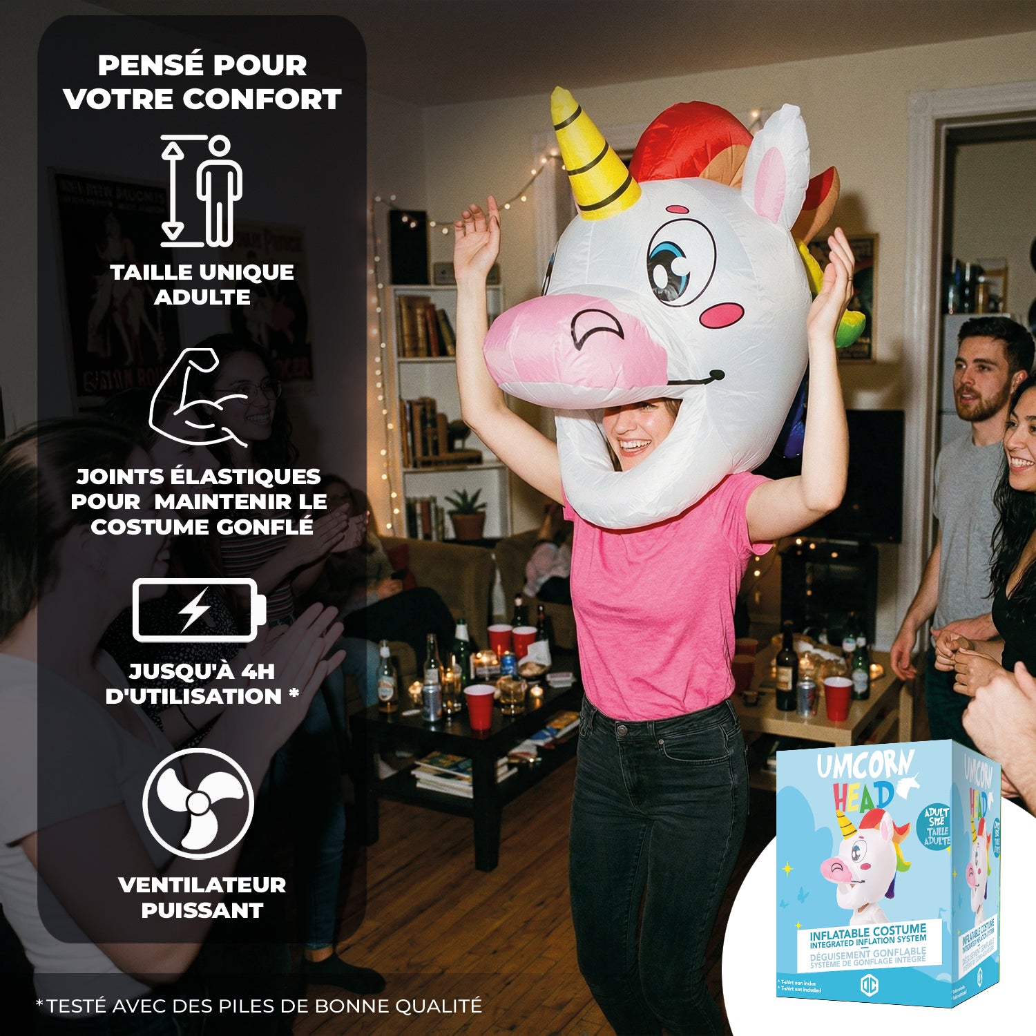 Tête Géante Gonflable de Licorne pour Adulte