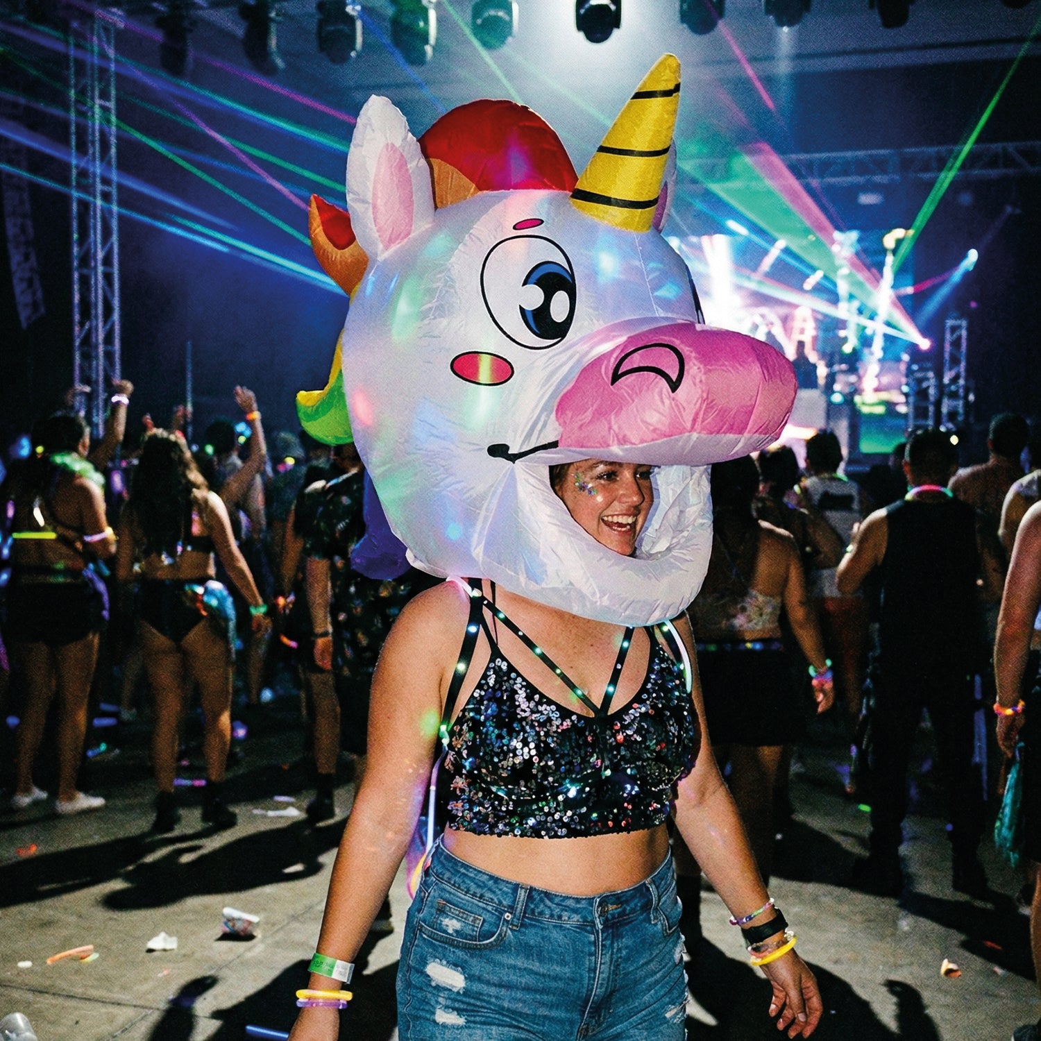 Tête Géante Gonflable de Licorne pour Adulte