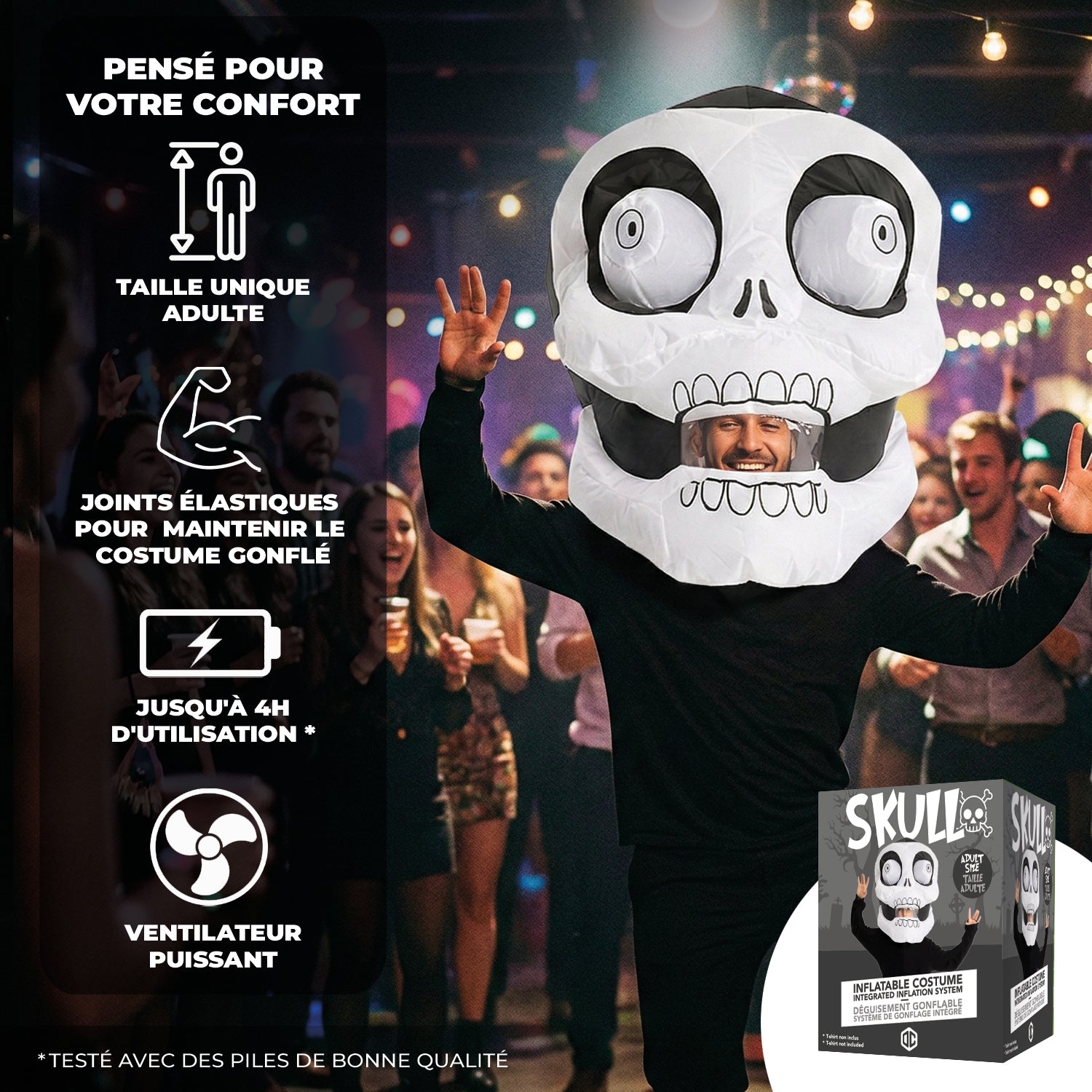 Tête Géante Gonflable de Squelette pour Adulte