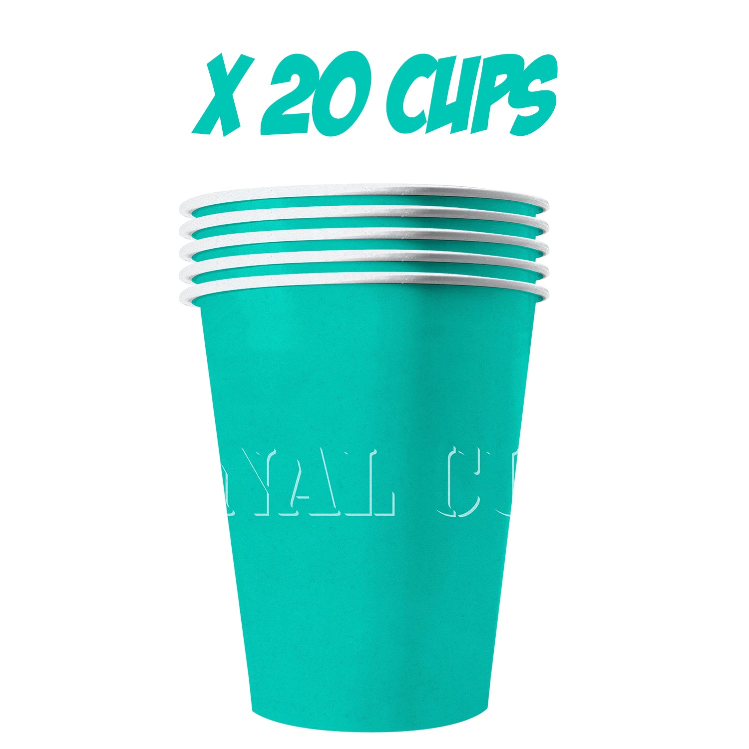 20 Paper Cups Turquoises 53cl