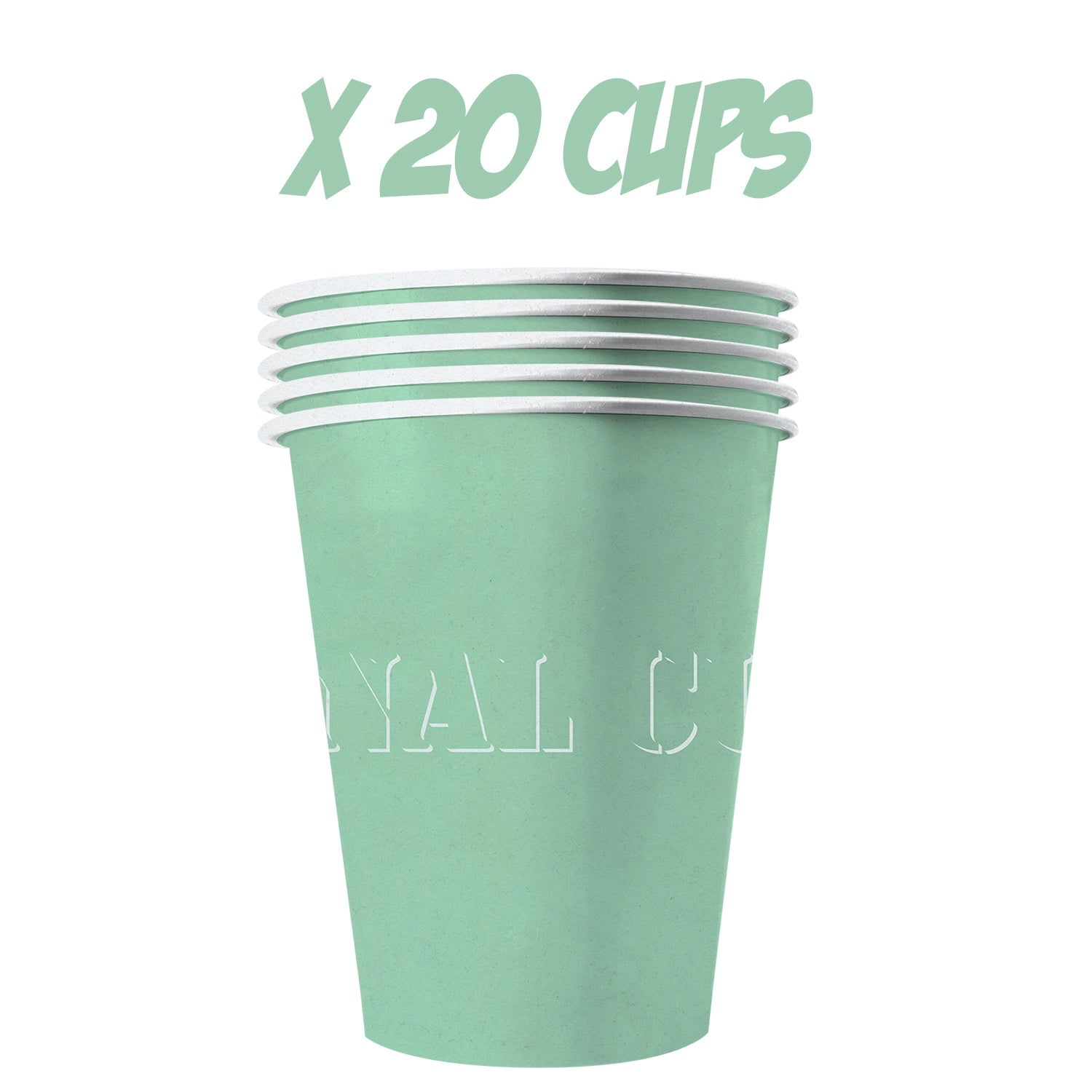 20 Paper Cups Green Pastel 53cl