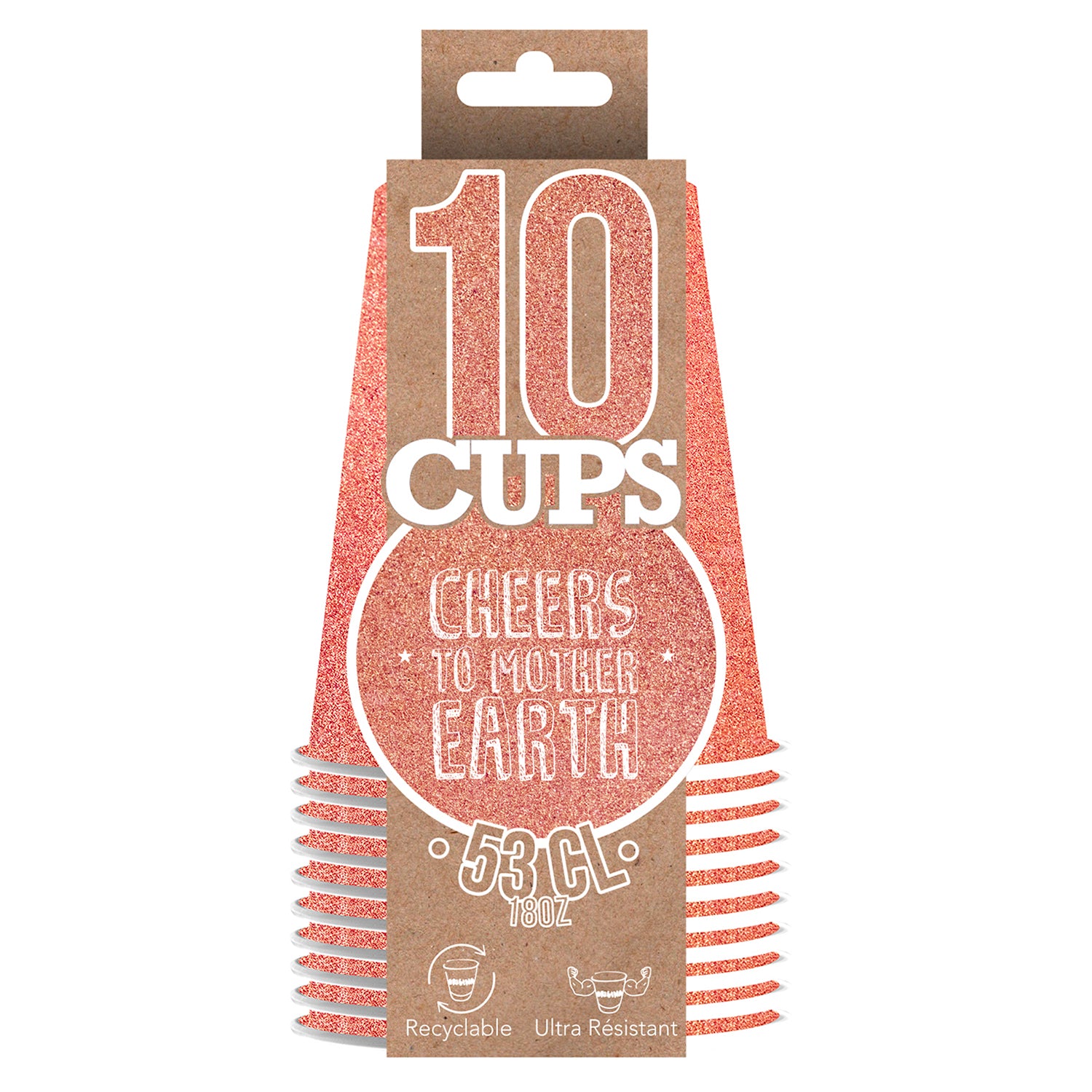 10 Gobelets Scintillants Roses Dorés 53cl