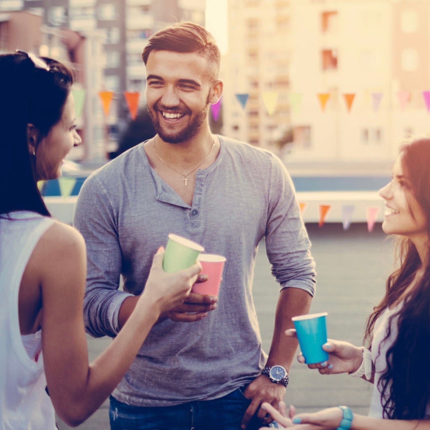 20 Paper Cups Roses Pastel 53cl