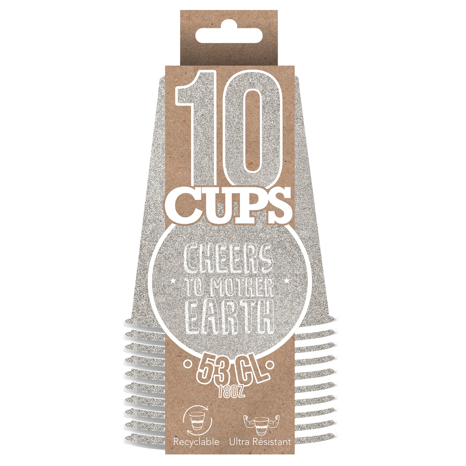 10 Gobelets Scintillants en Carton Argentés 53cl