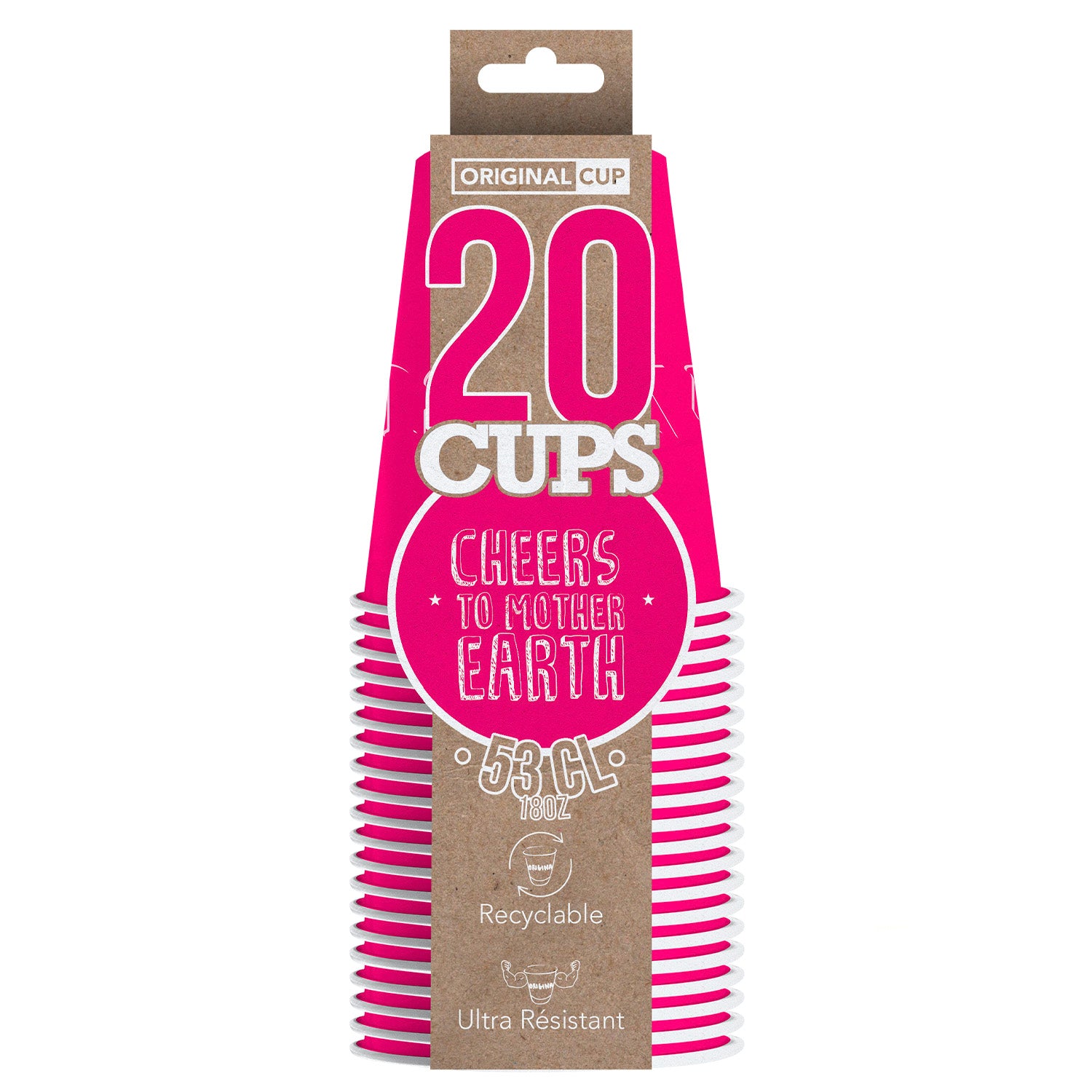 20 Paper Cups Roses 53cl