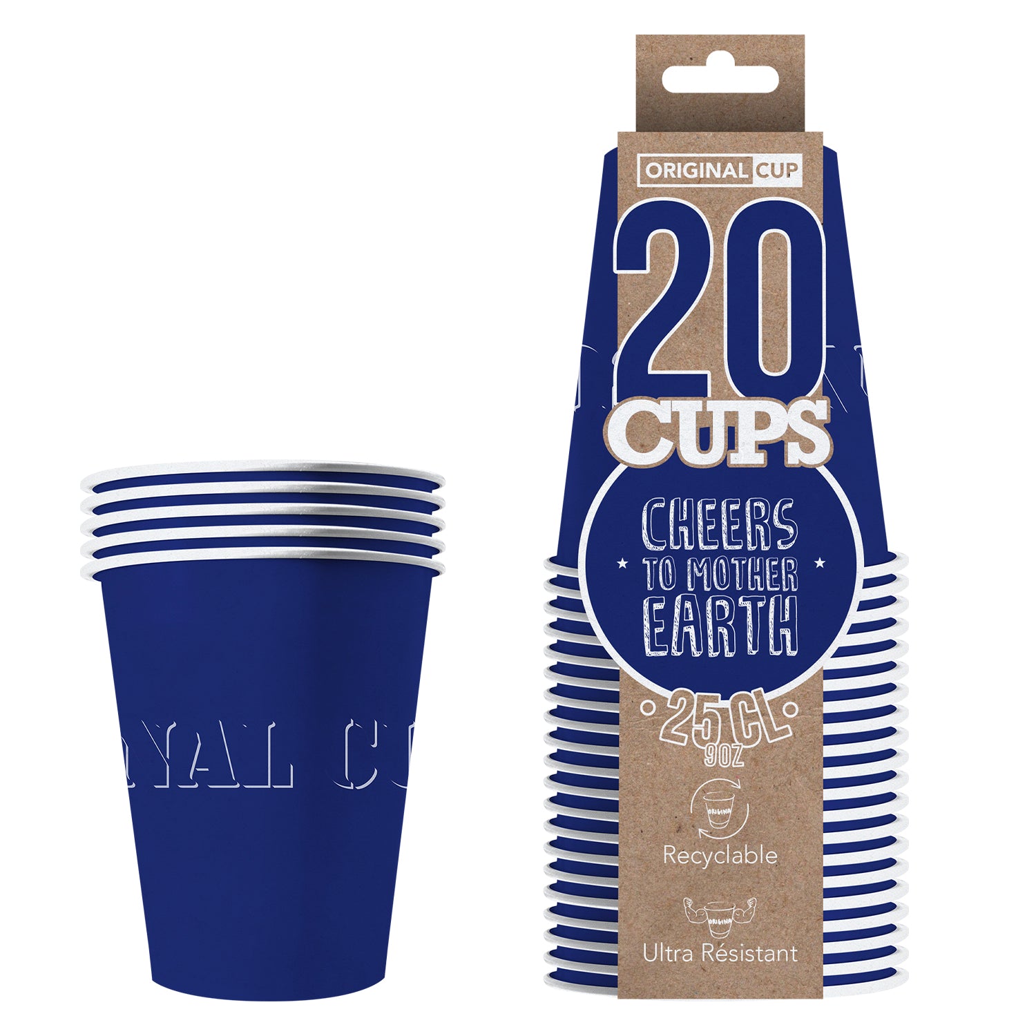 20 Paper Cups Bleus 25cl