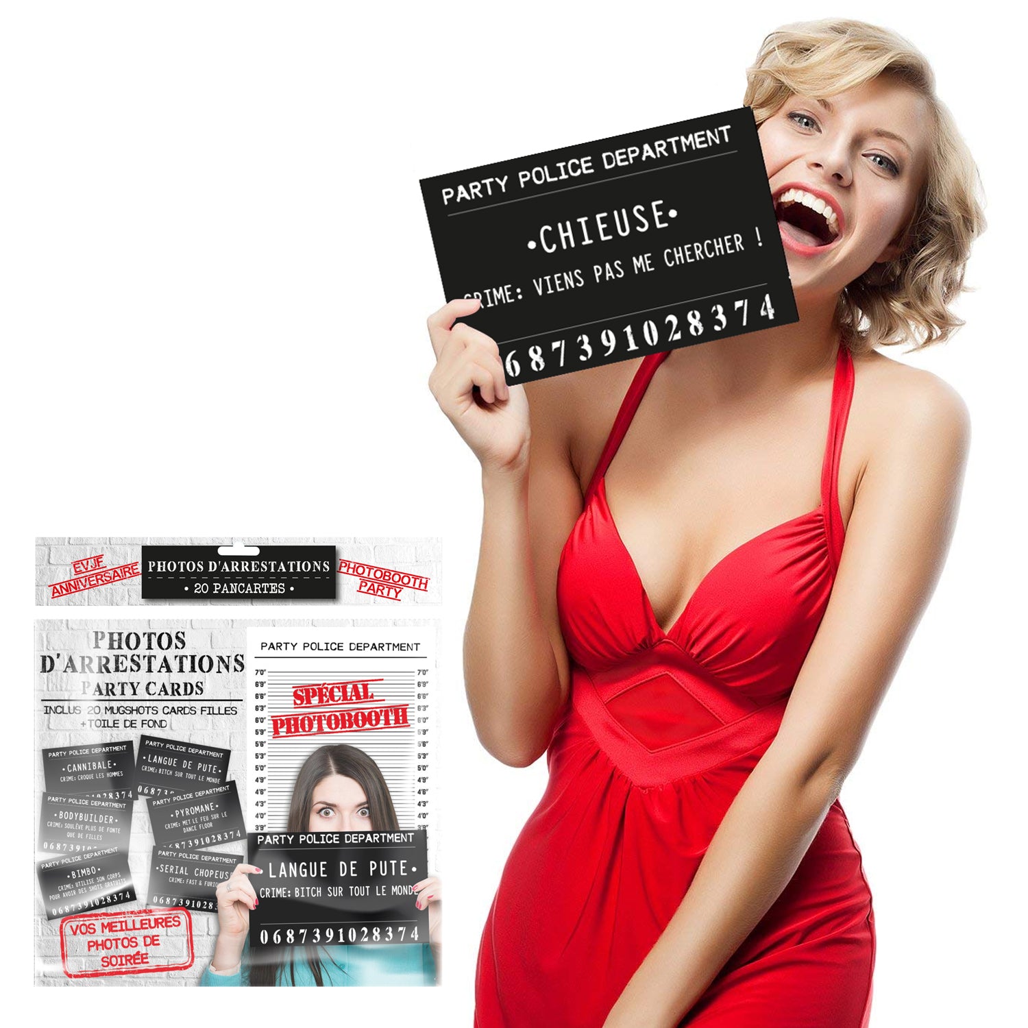 Mug Shots - 20 pancartes Photobooth pour femmes