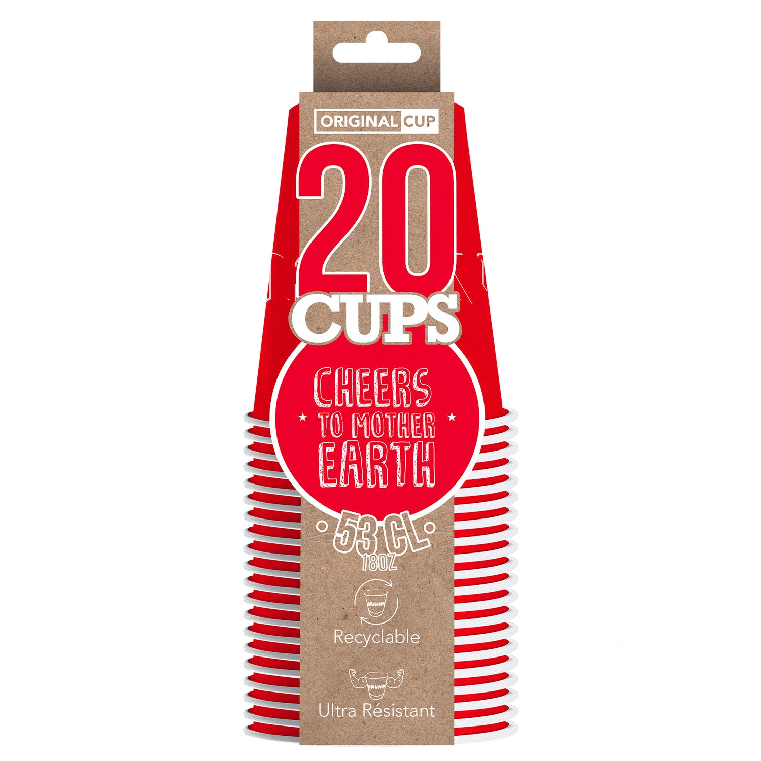 20 Gobelets en Carton Rouges 53cl