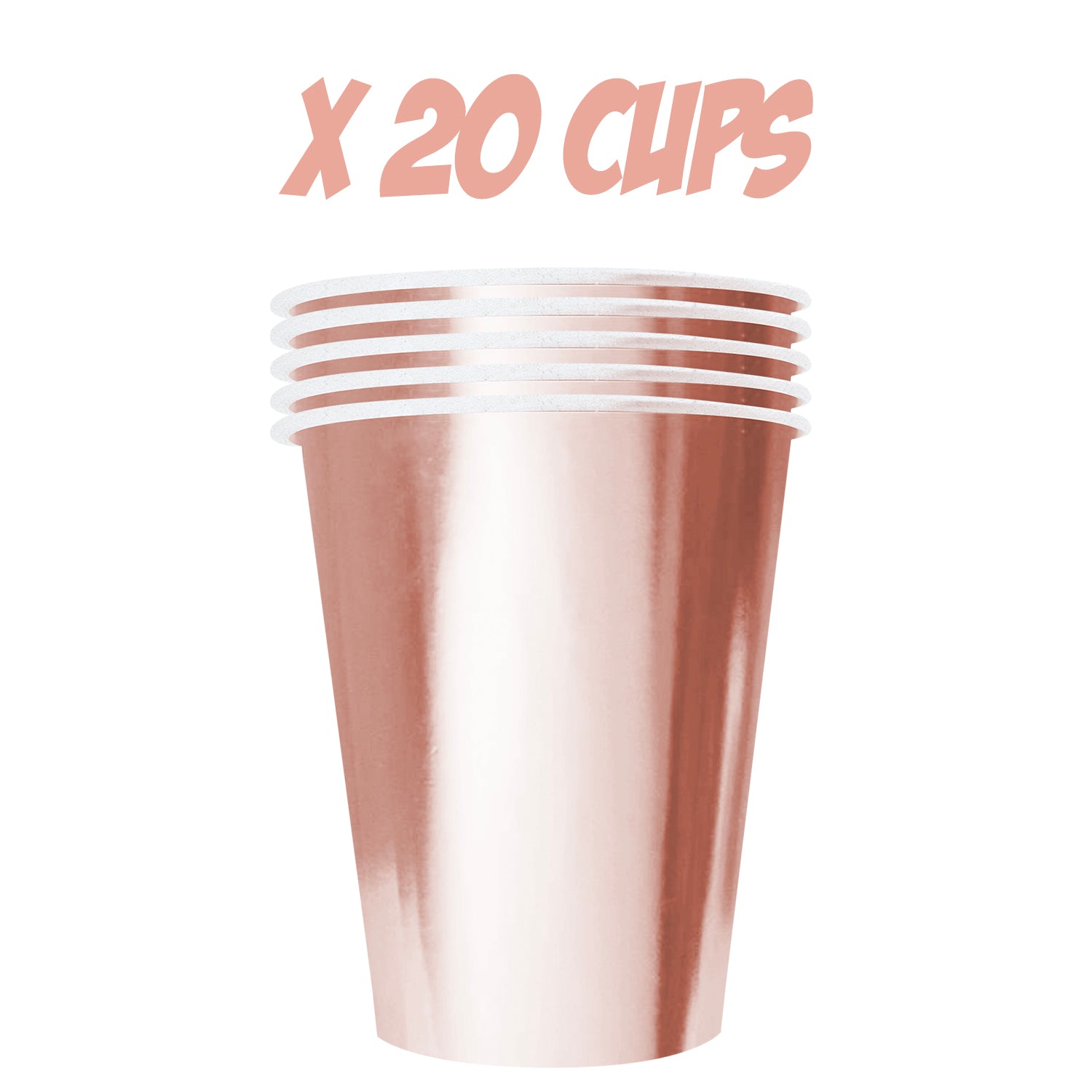 20 Paper Cups Roses Dorés 53cl