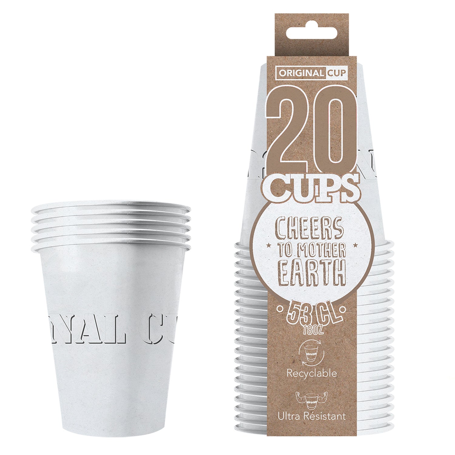 20 Paper Cups Blancs 53cl