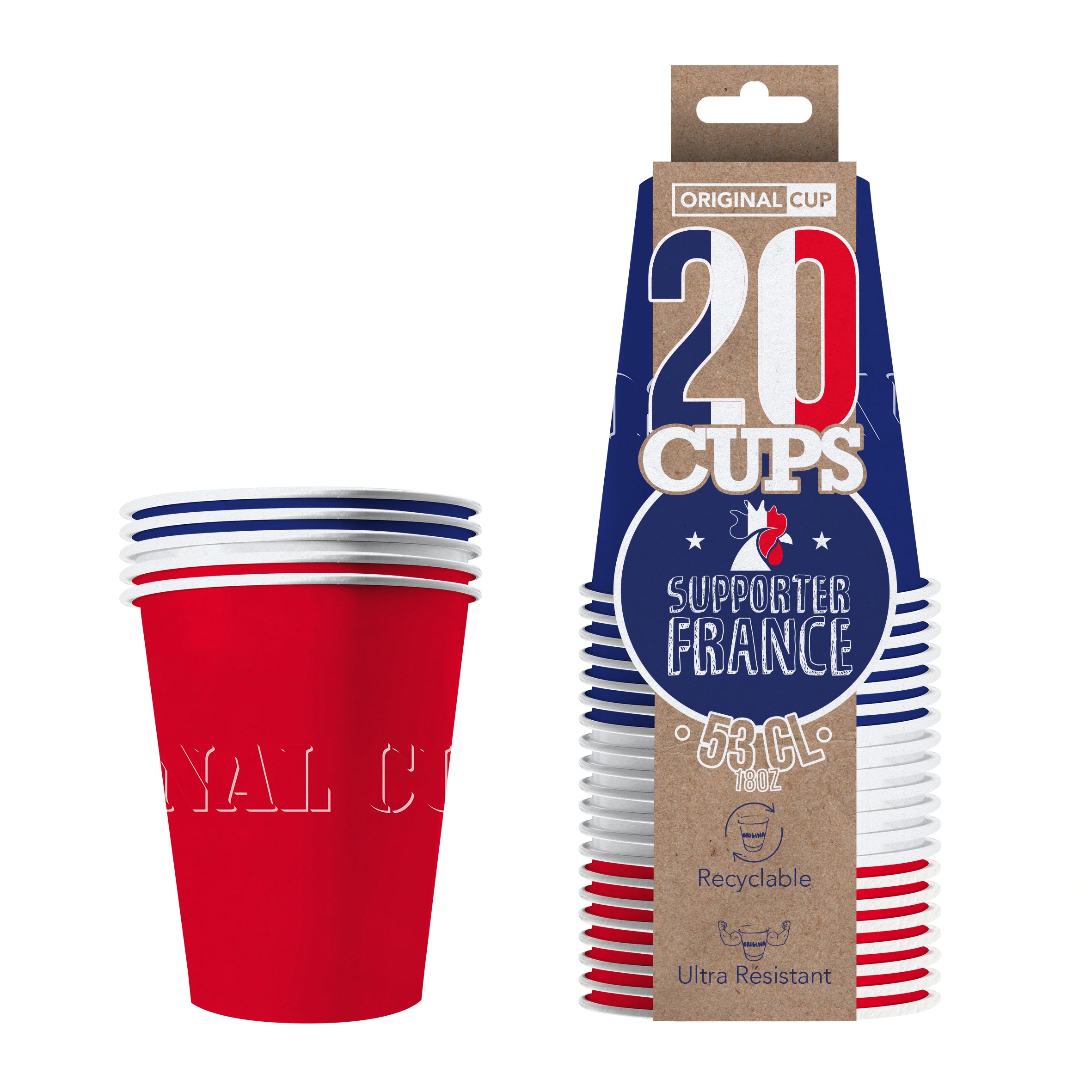 20 Paper Cups France 53cl