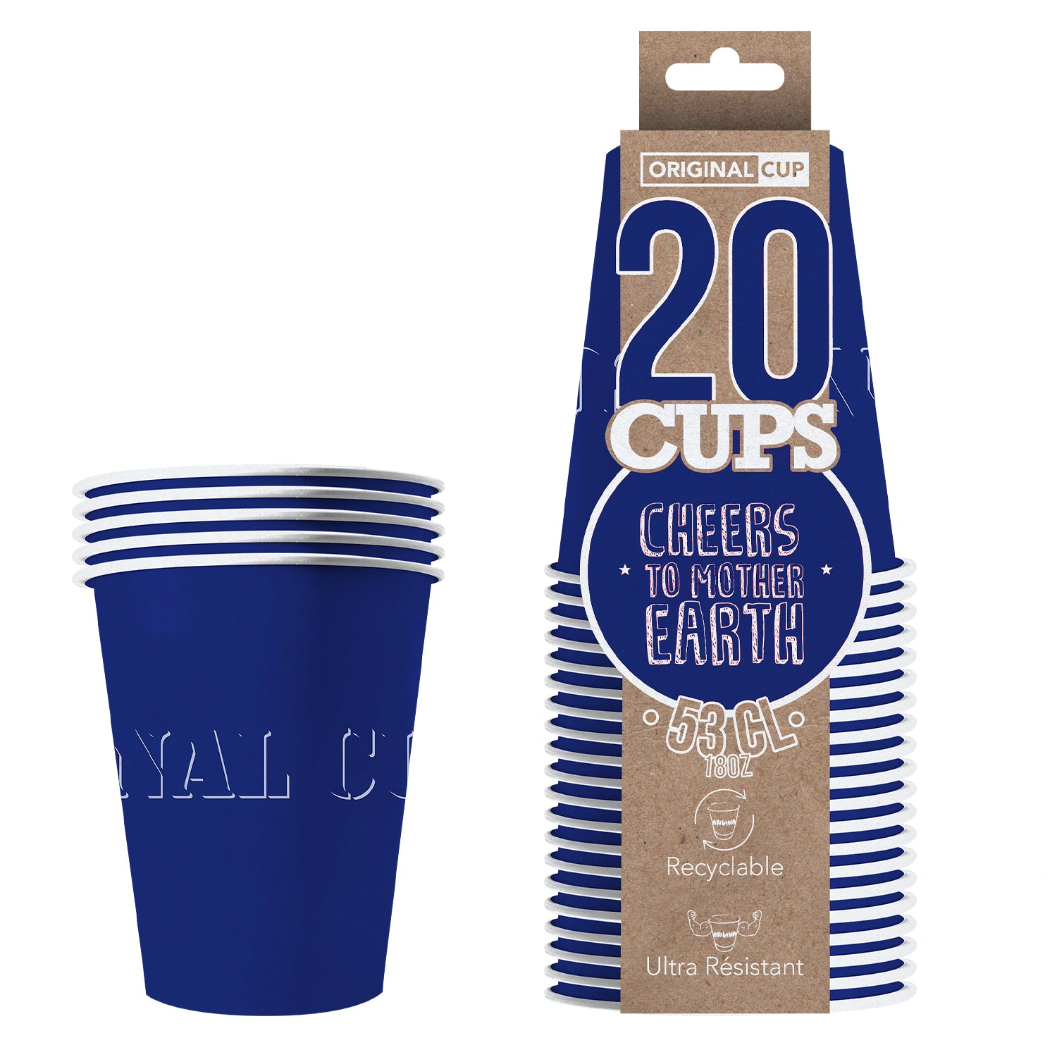 20 Paper Cups Bleus 53cl