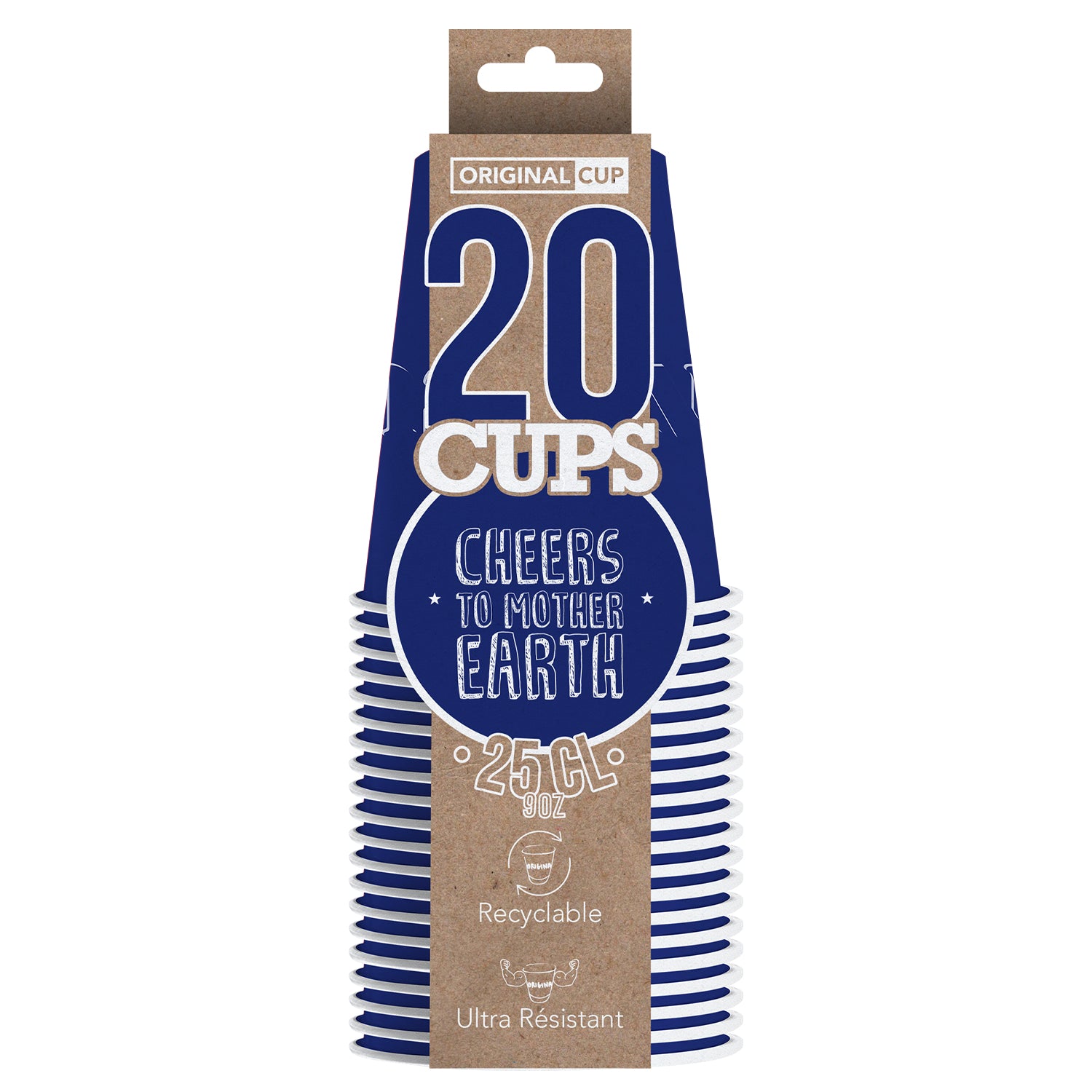 20 Gobelets en Carton Bleus 25 cl