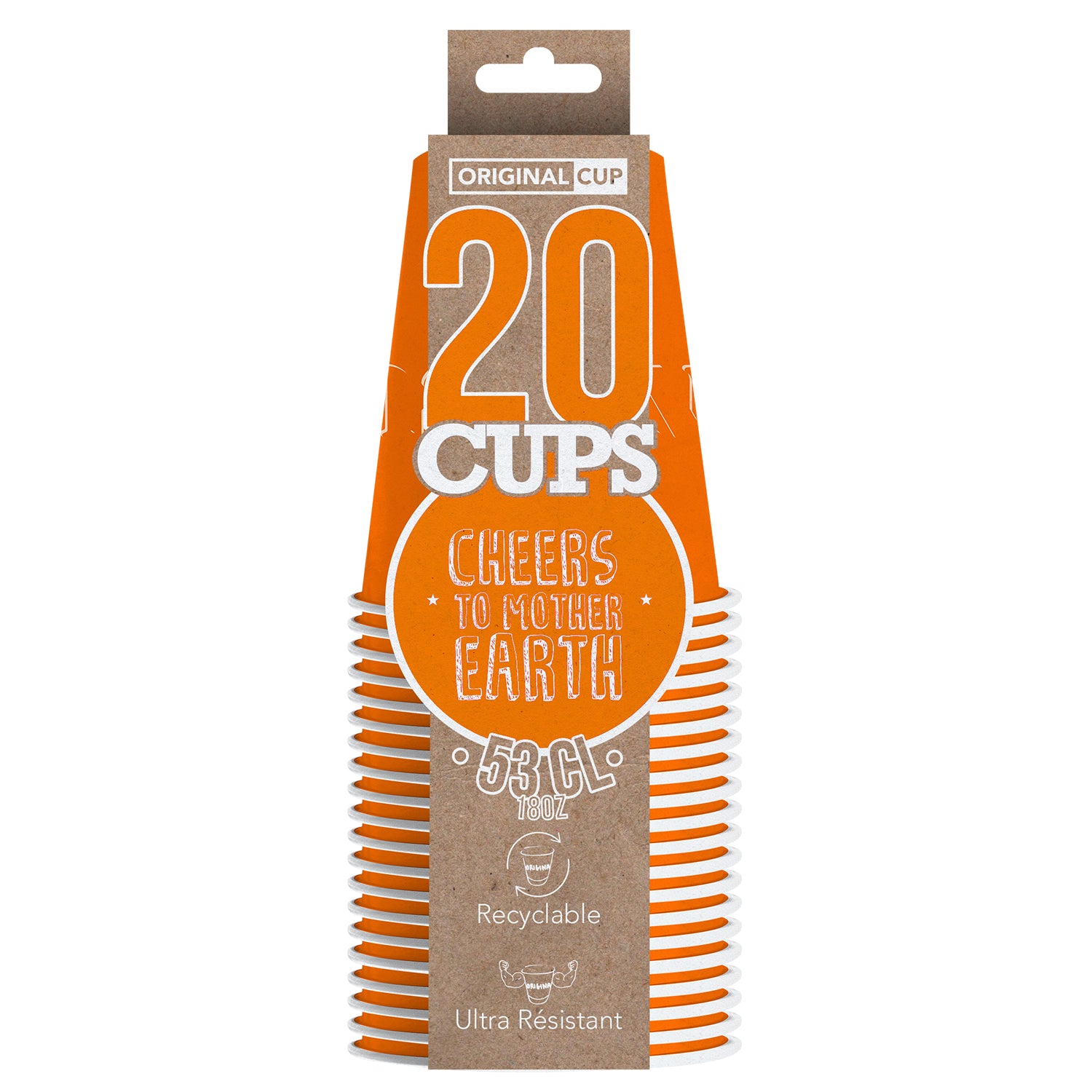 20 Gobelets en Carton Oranges 53cl