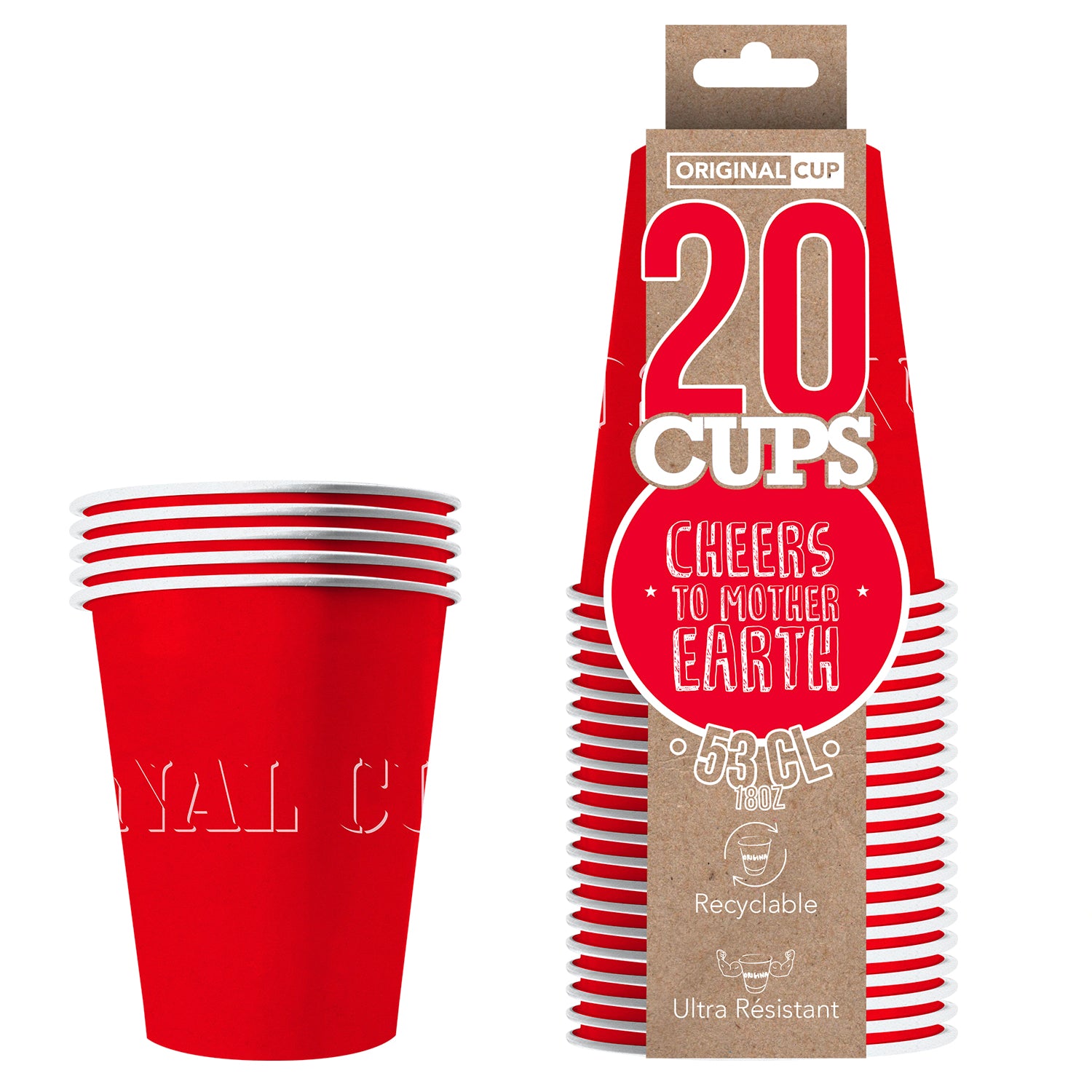 20 Paper Cups Rouges 53cl