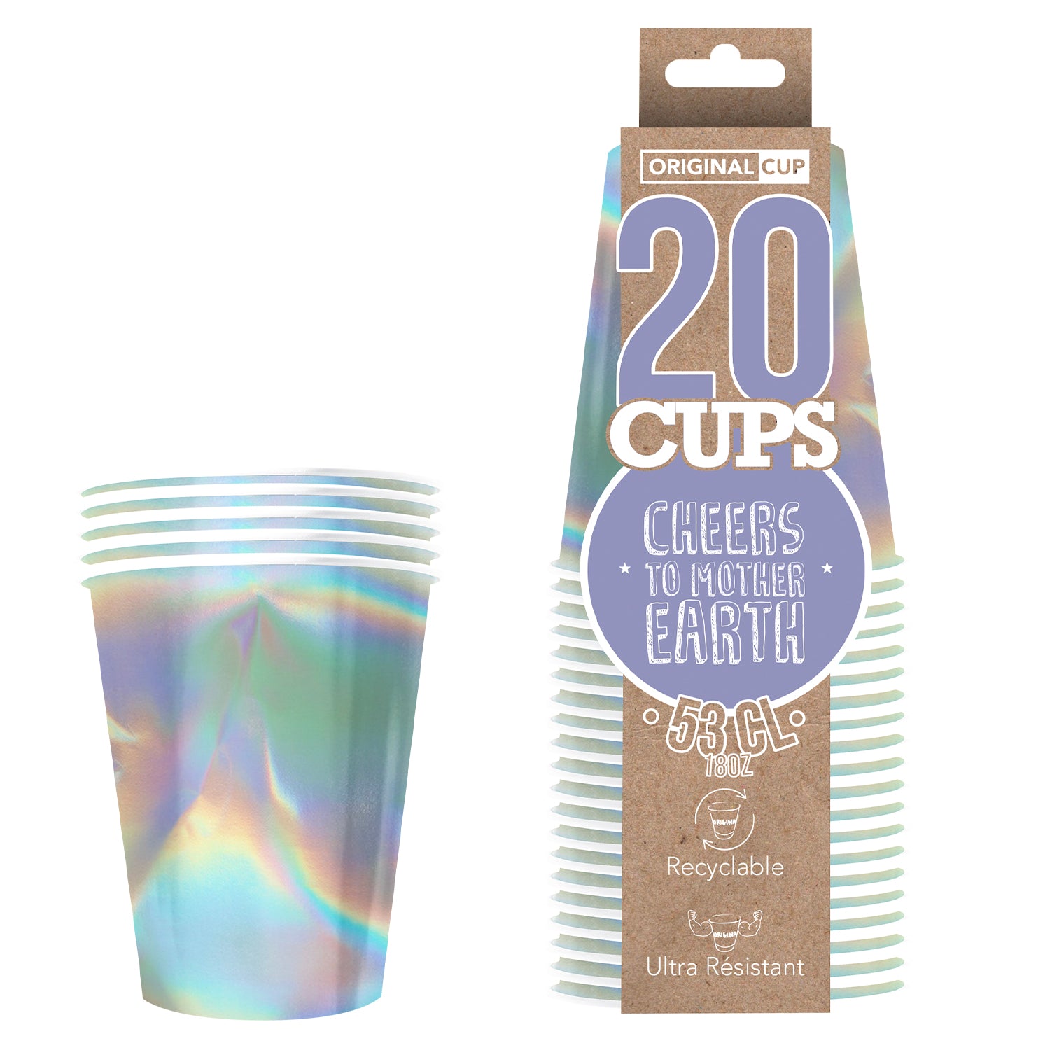 20 Paper Cups Rainbow 53cl