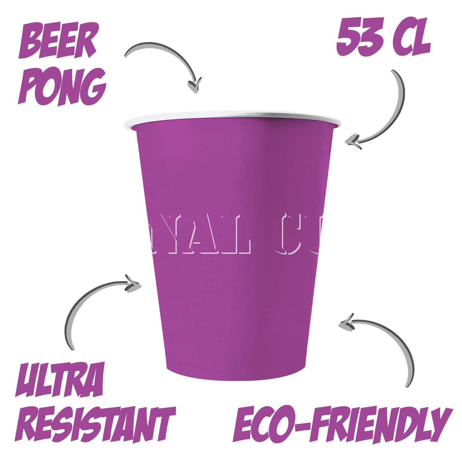 20 Paper Cups Violets 53cl