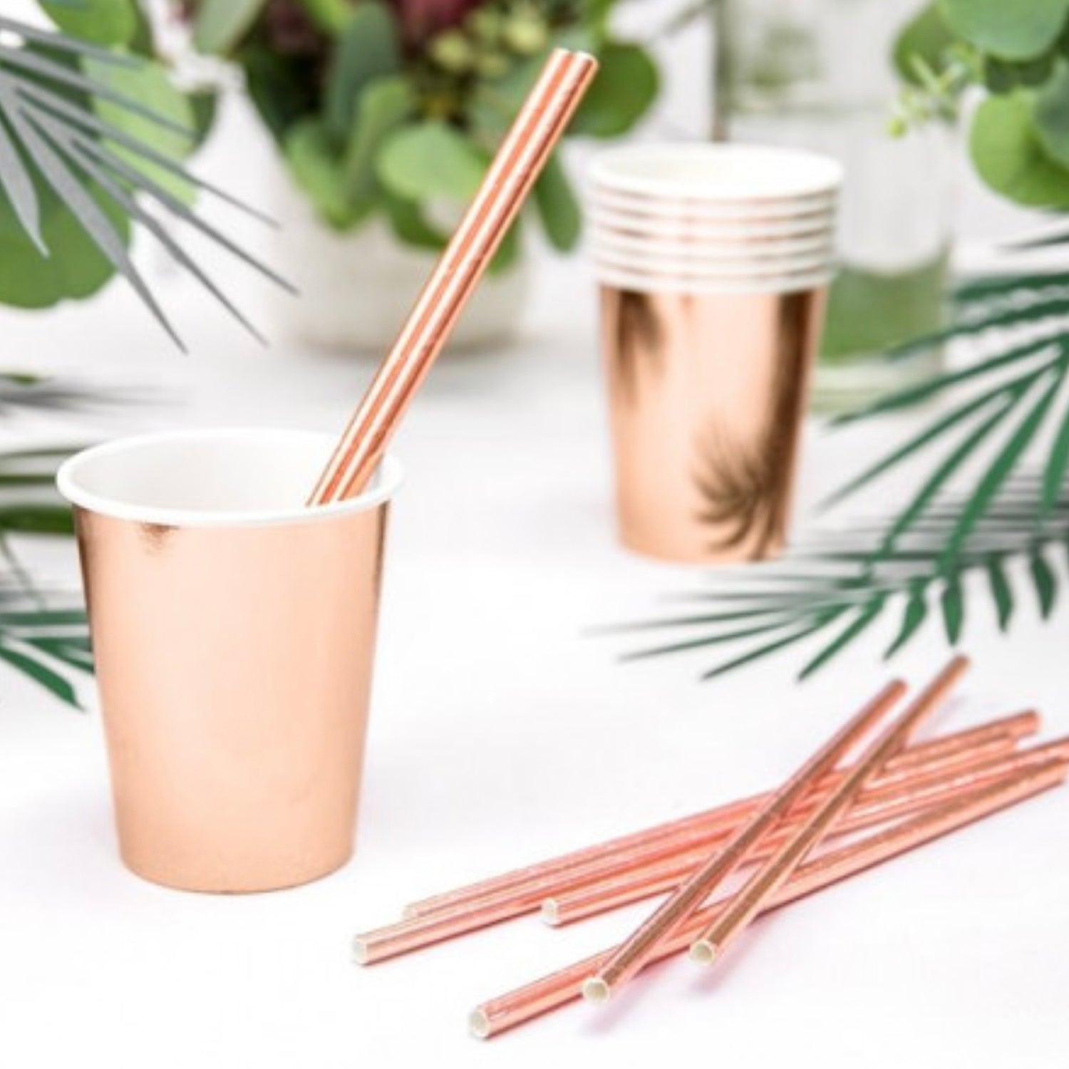 20 Paper Cups Roses Dorés 53cl