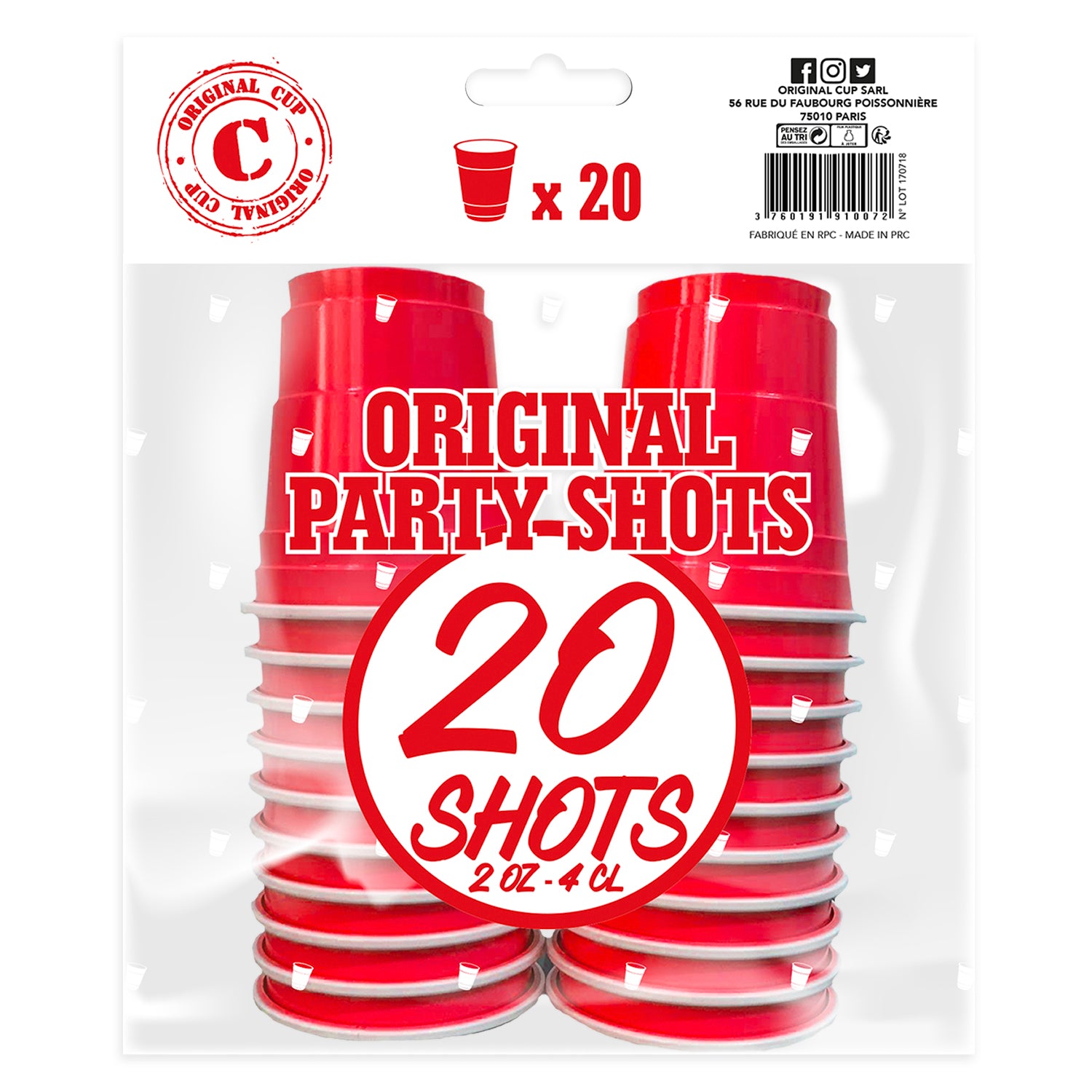 20 Shooters Rouges 4cl
