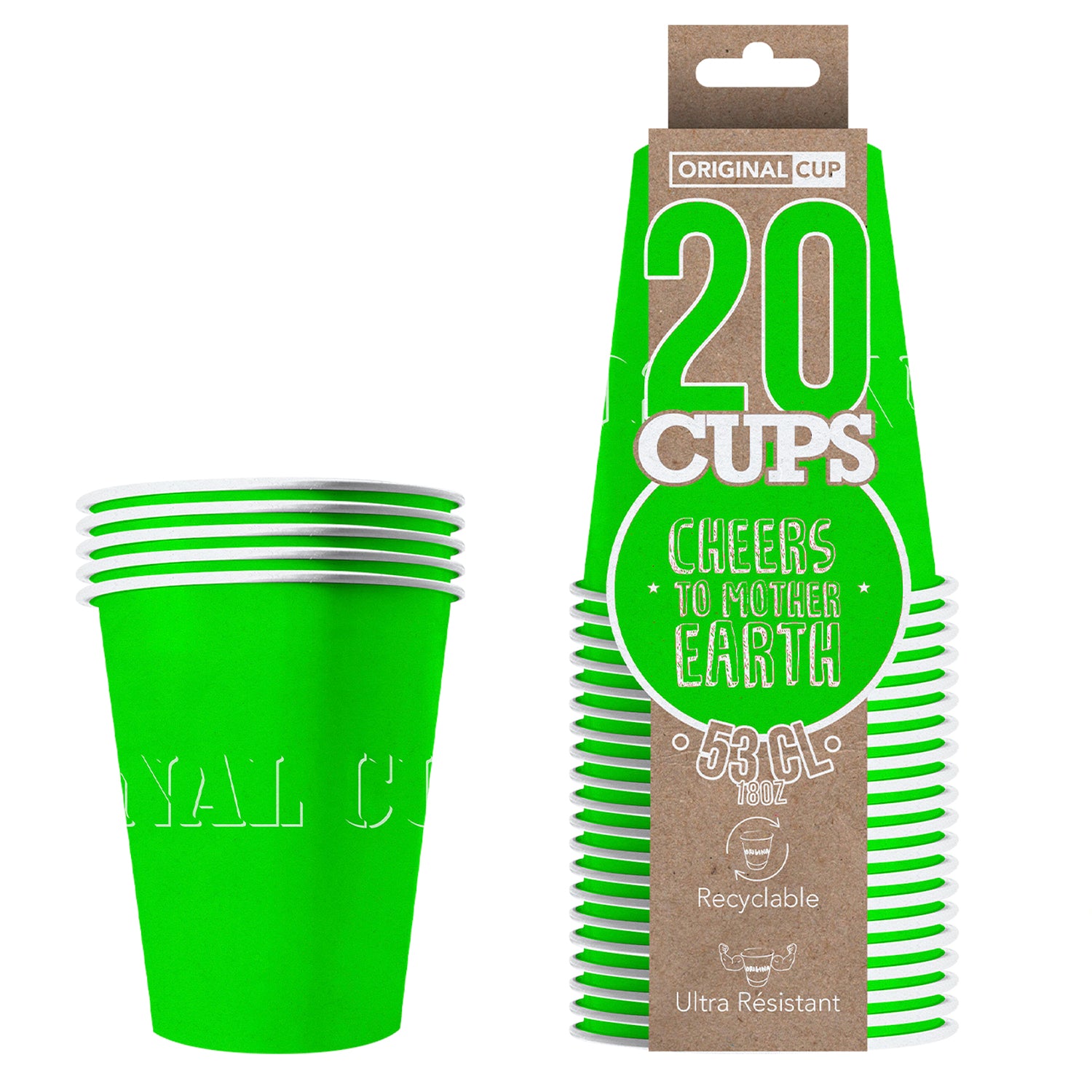20 Paper Cups Verts 53cl