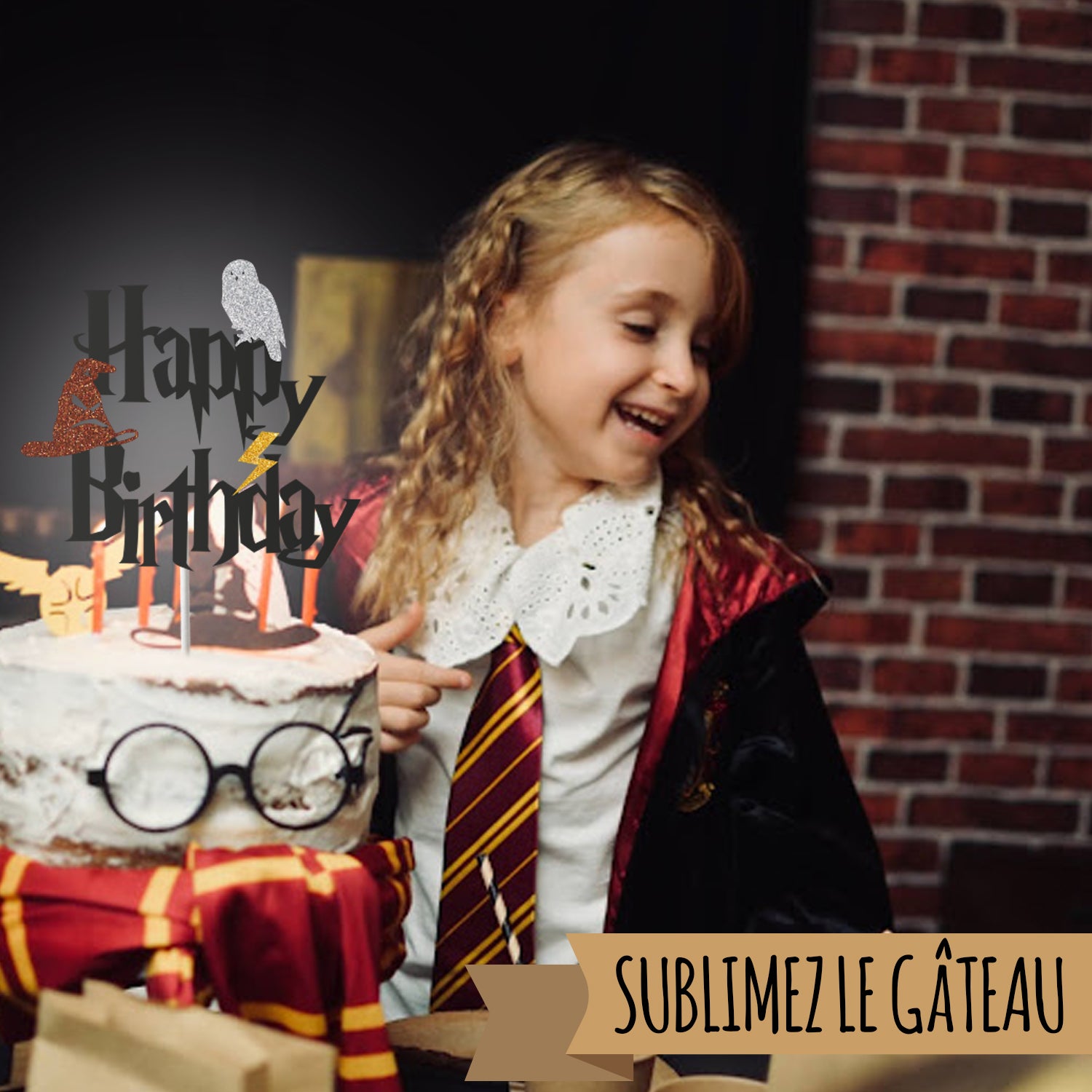 Décorations d'Anniversaire Harry Potter - Fanion + Accessoires pour Gâteau