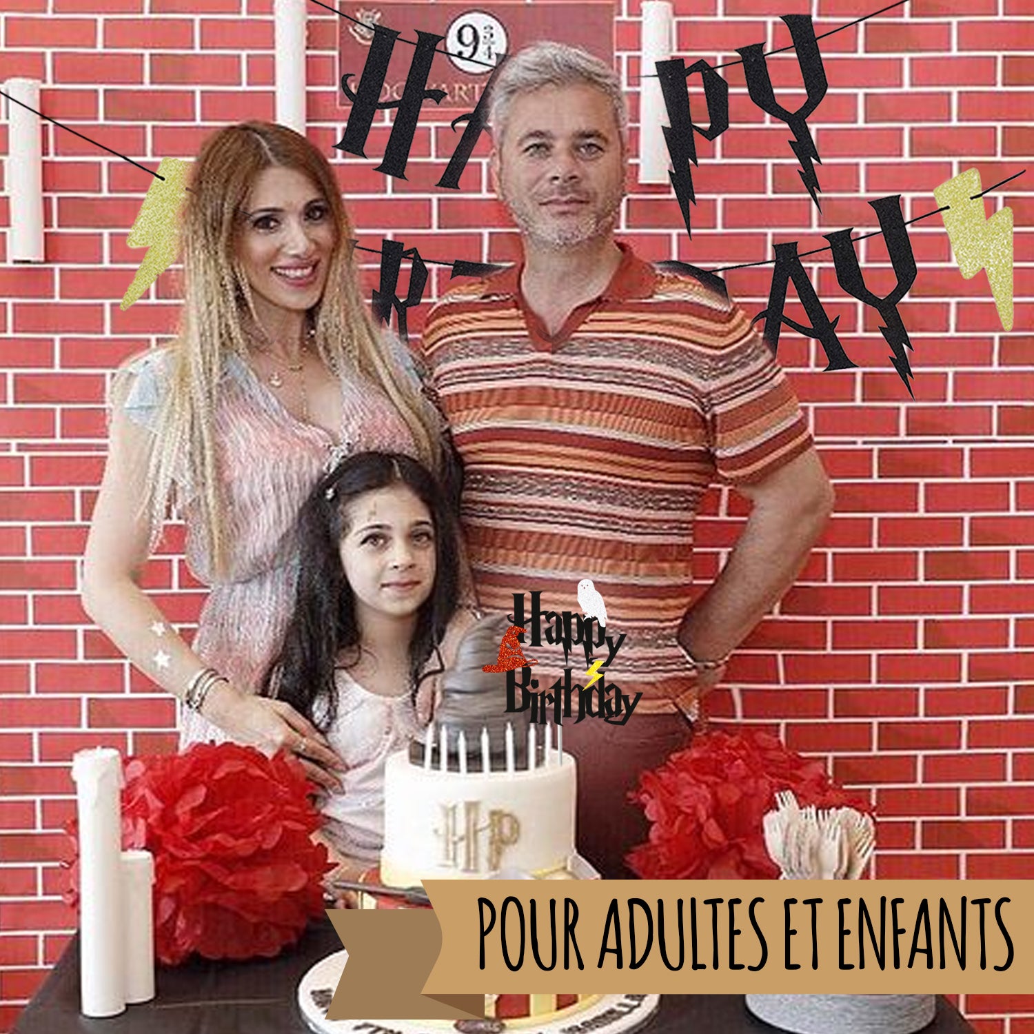 Décorations d'Anniversaire Harry Potter - Fanion + Accessoires pour Gâteau