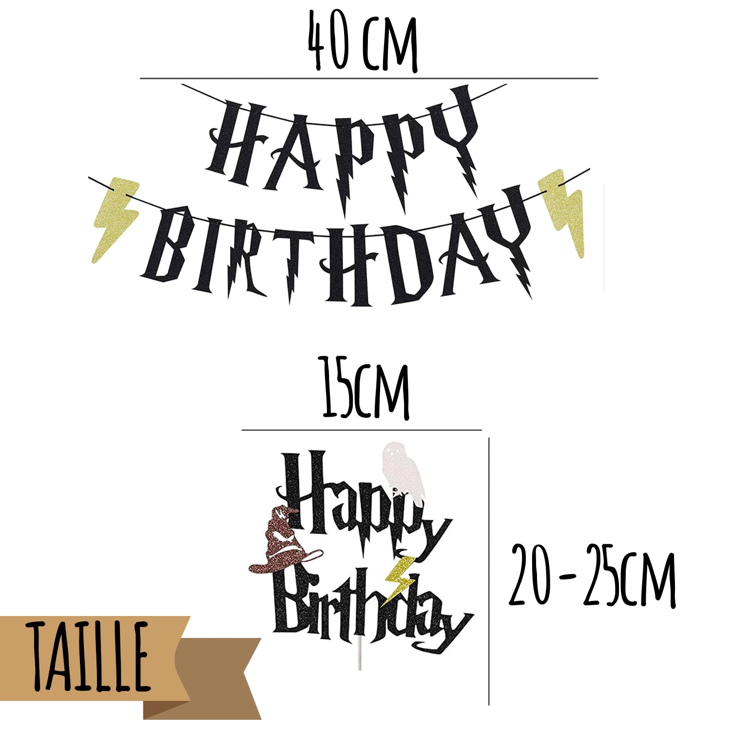 Décorations d'Anniversaire Harry Potter - Fanion + Accessoires pour Gâteau