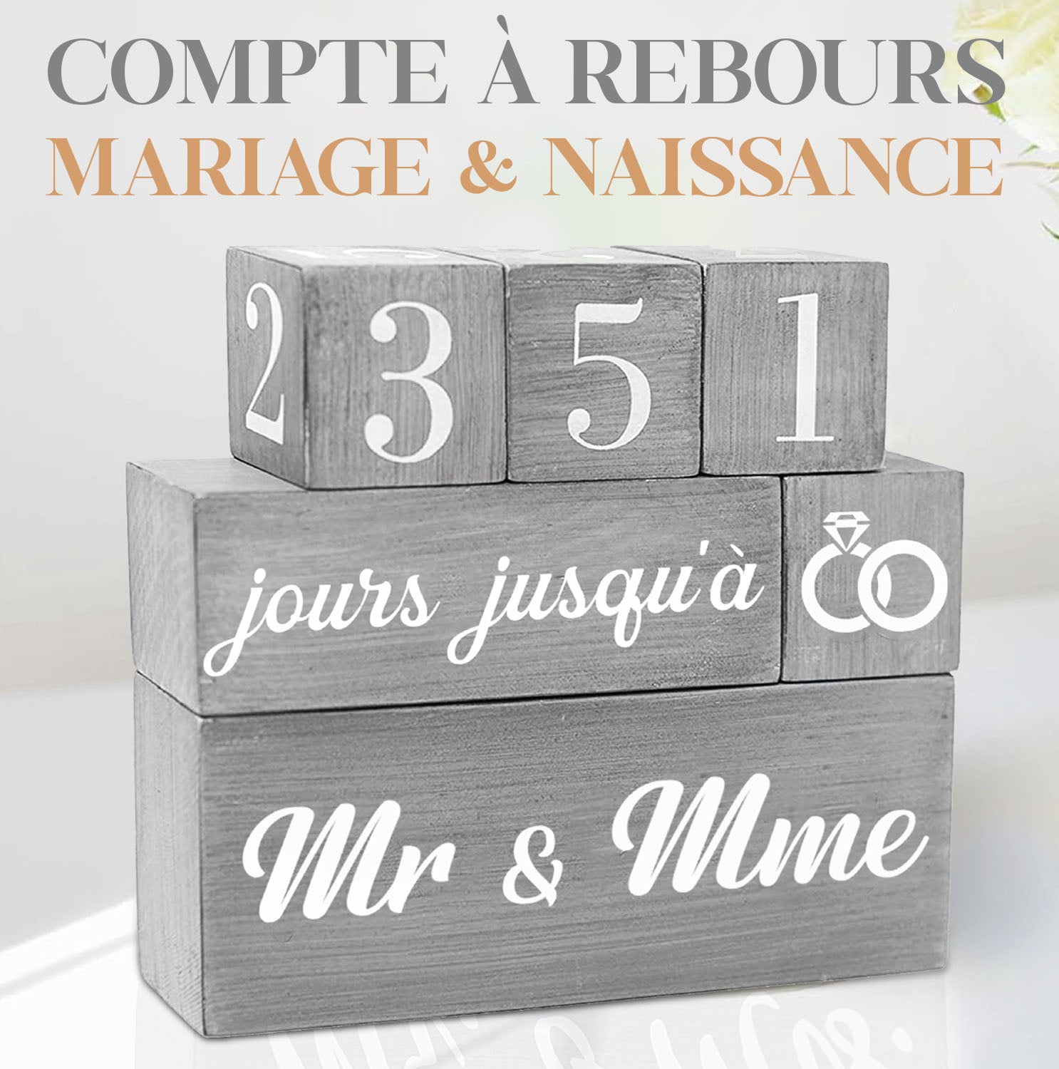 My Block - Cubes en bois pour Compte à Rebours multi-événements