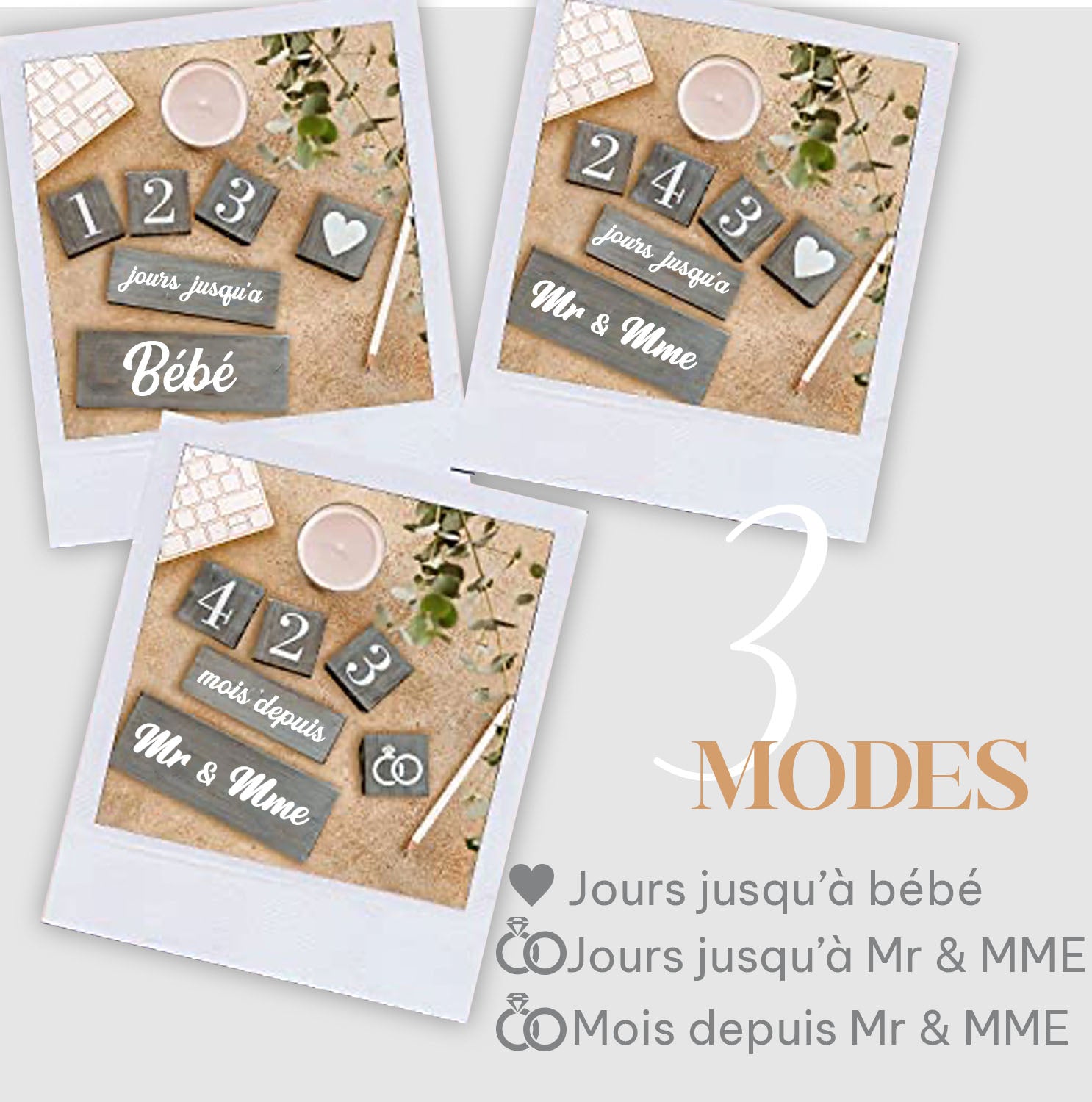 My Block - Cubes en bois pour Compte à Rebours multi-événements