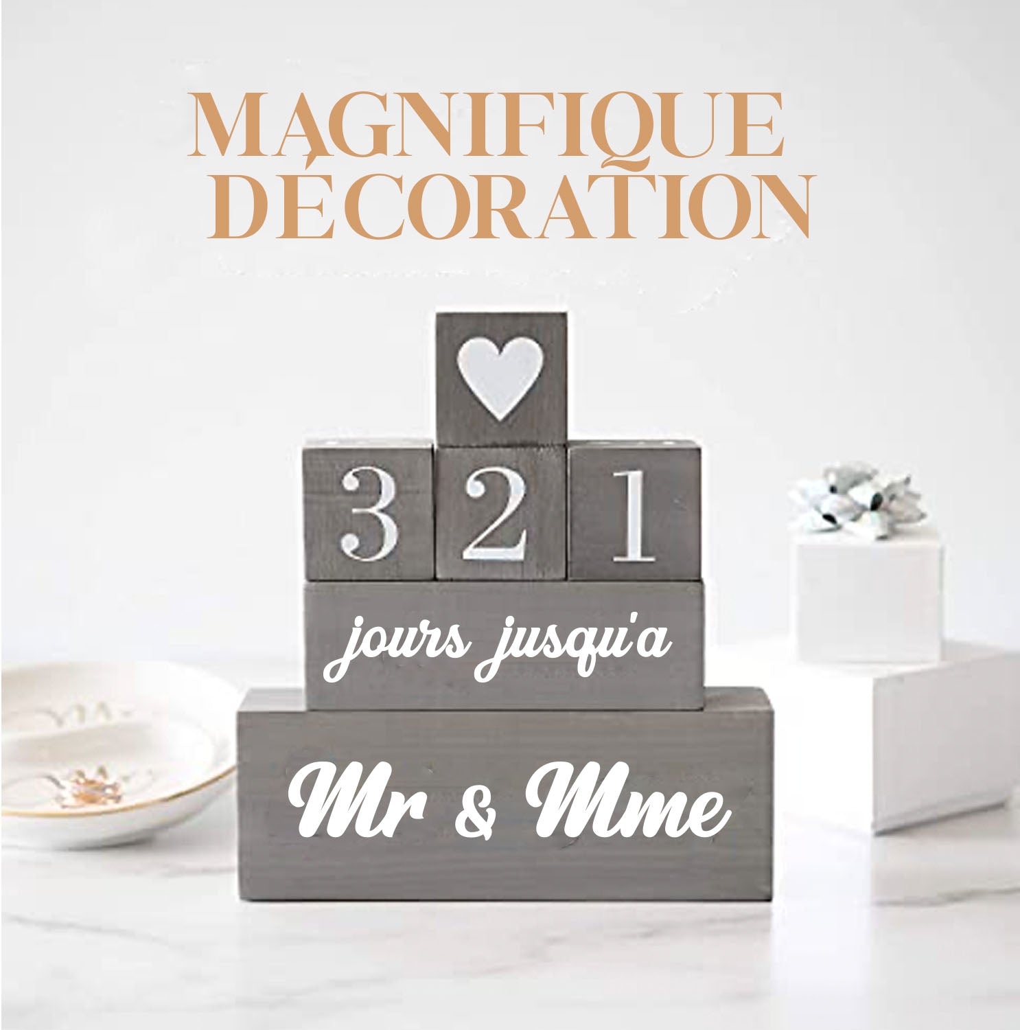 My Block - Cubes en bois pour Compte à Rebours multi-événements