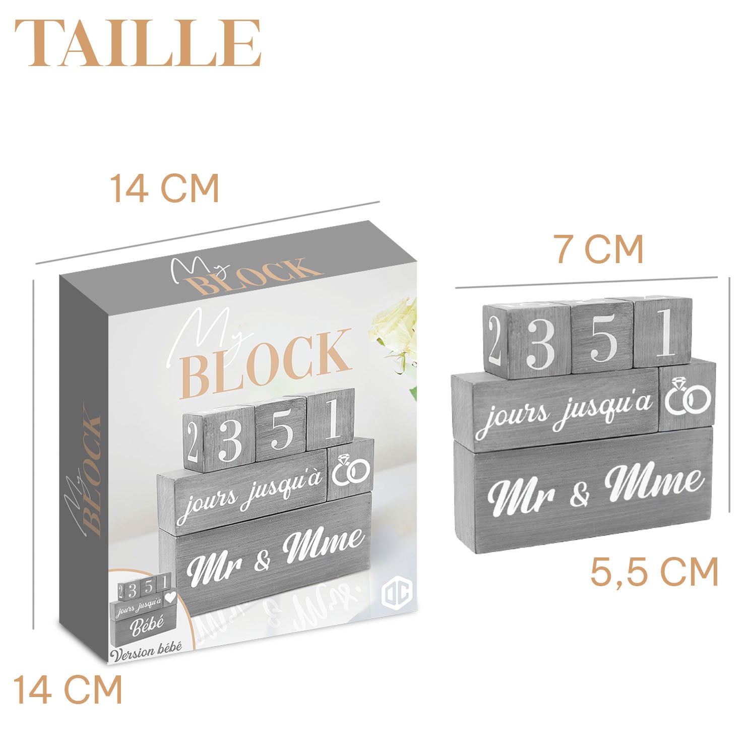 My Block - Cubes en bois pour Compte à Rebours multi-événements