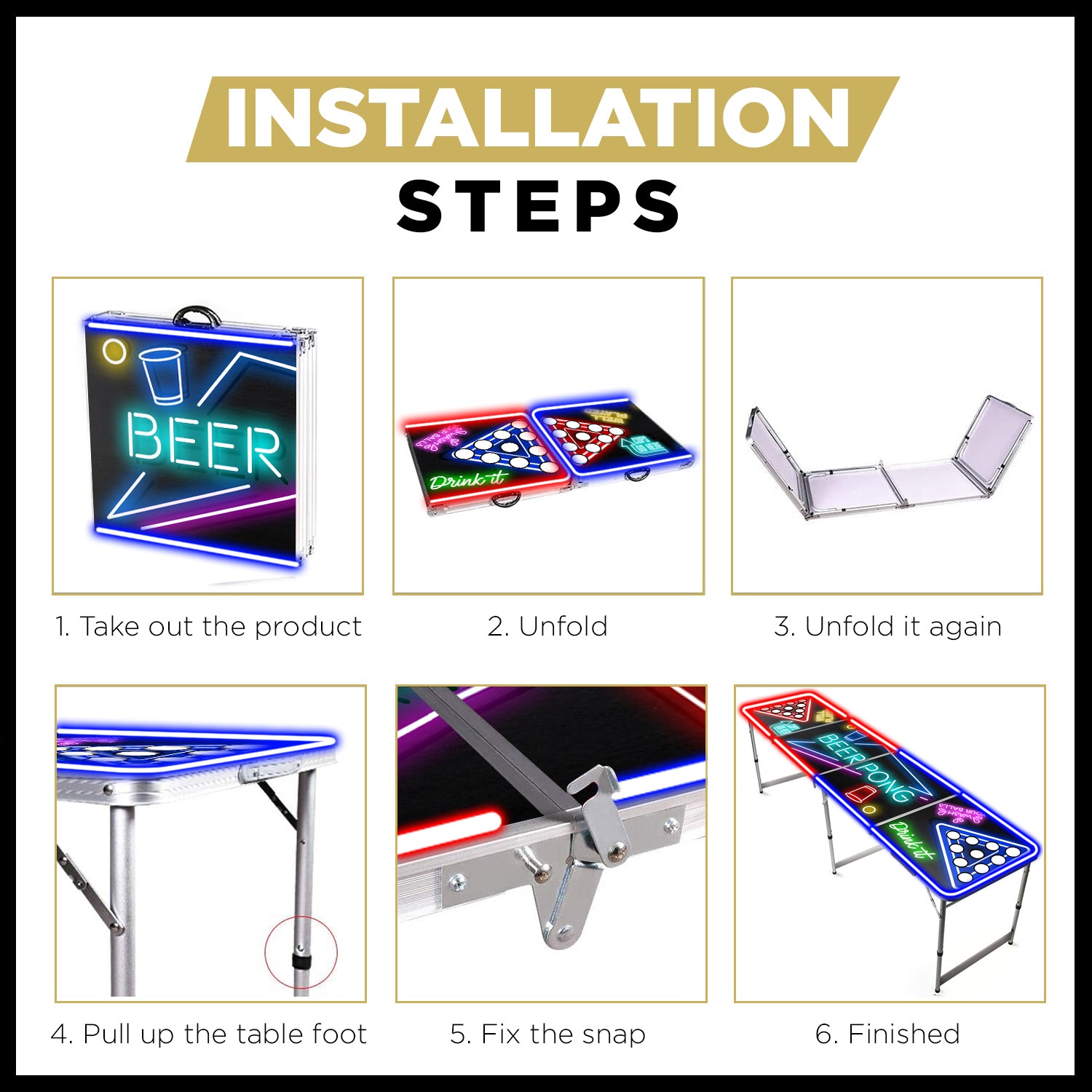 Table Beer Pong Lumineuse SpotlightHoles