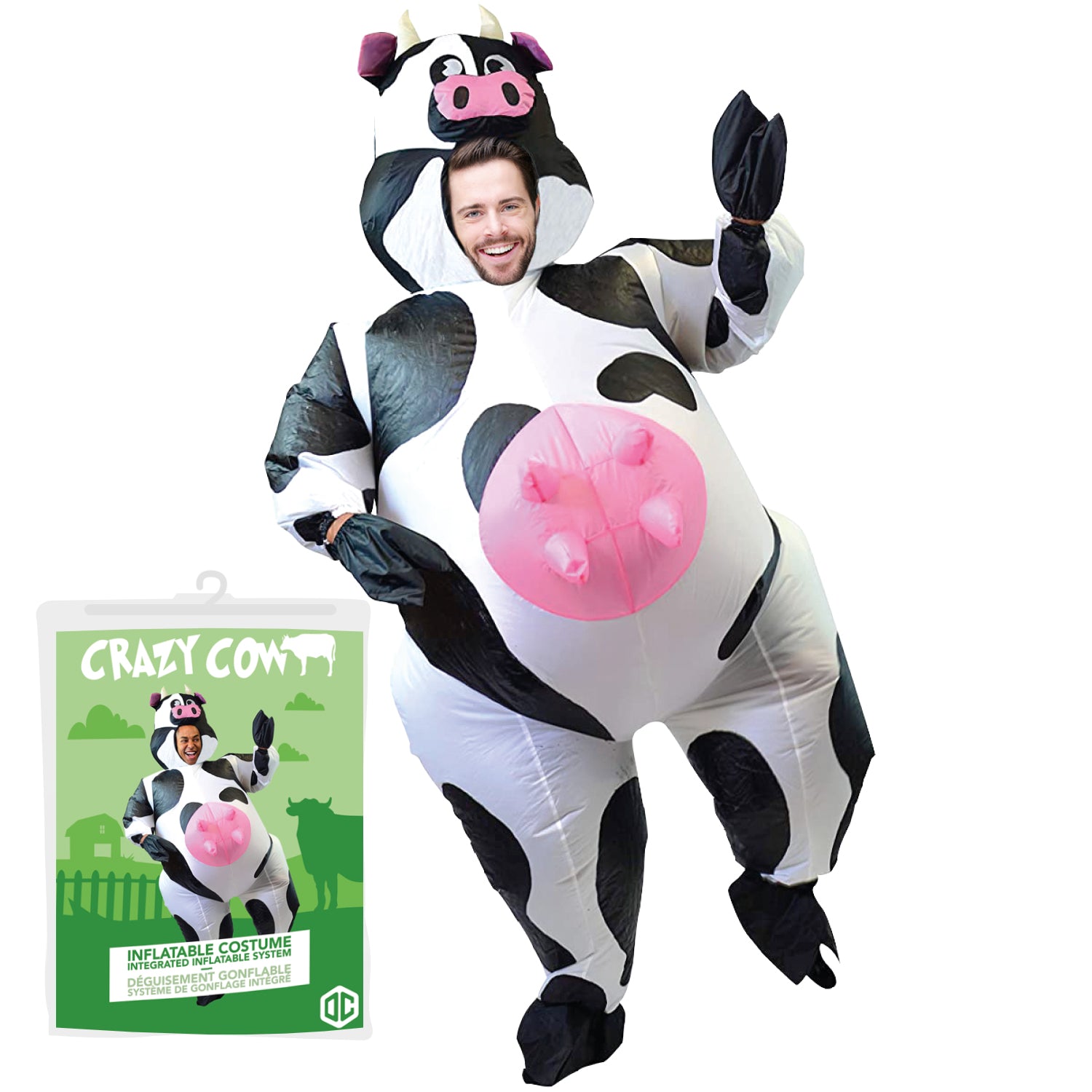 Costume gonflable Vache Rose
